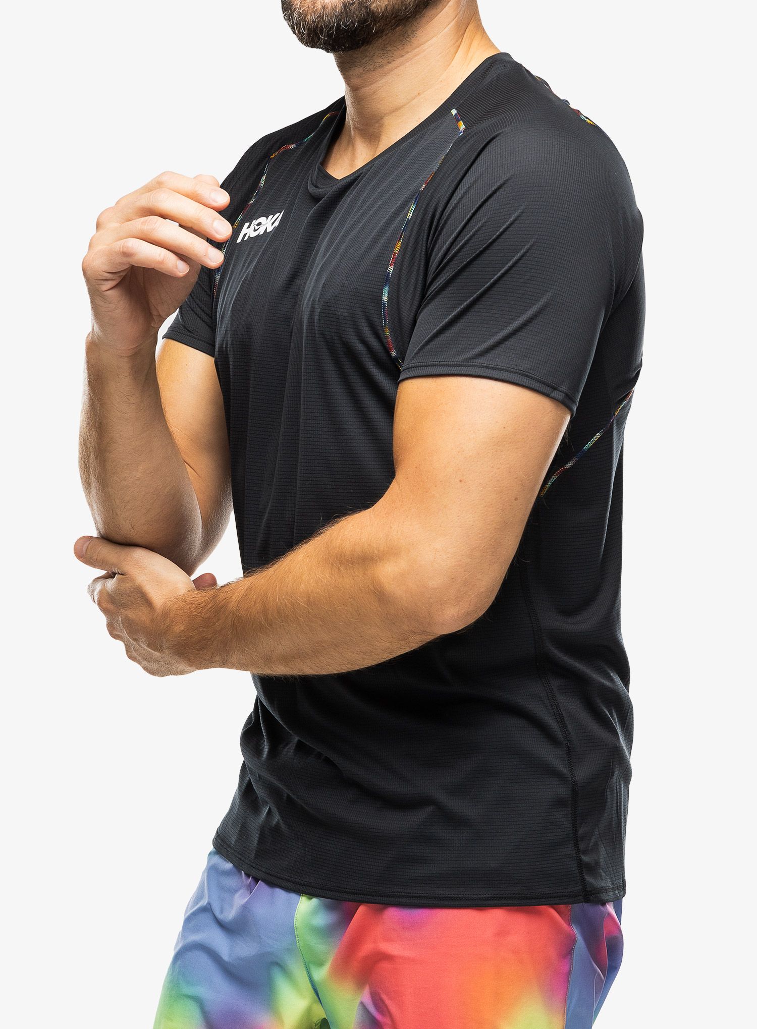 Футболка для бігу Hoka Glide Short Sleeve - black/multi