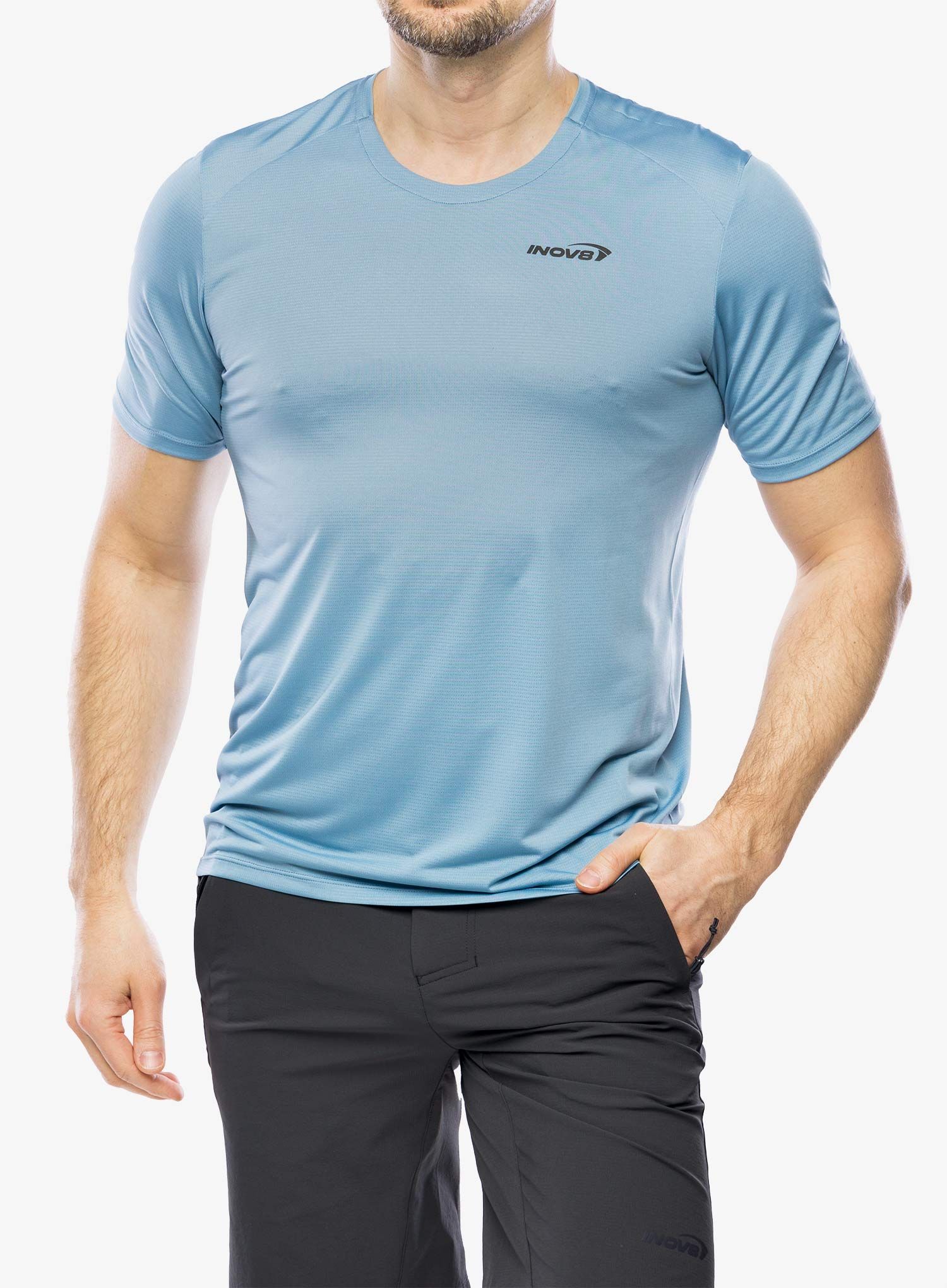 Футболка для бігу Inov-8 Performance Short Sleeve - blue grey/slate