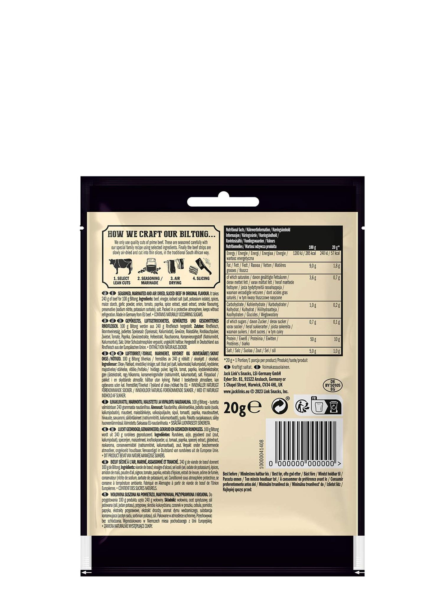 В'ялена яловичина Jack Link's Biltong Original 20 g