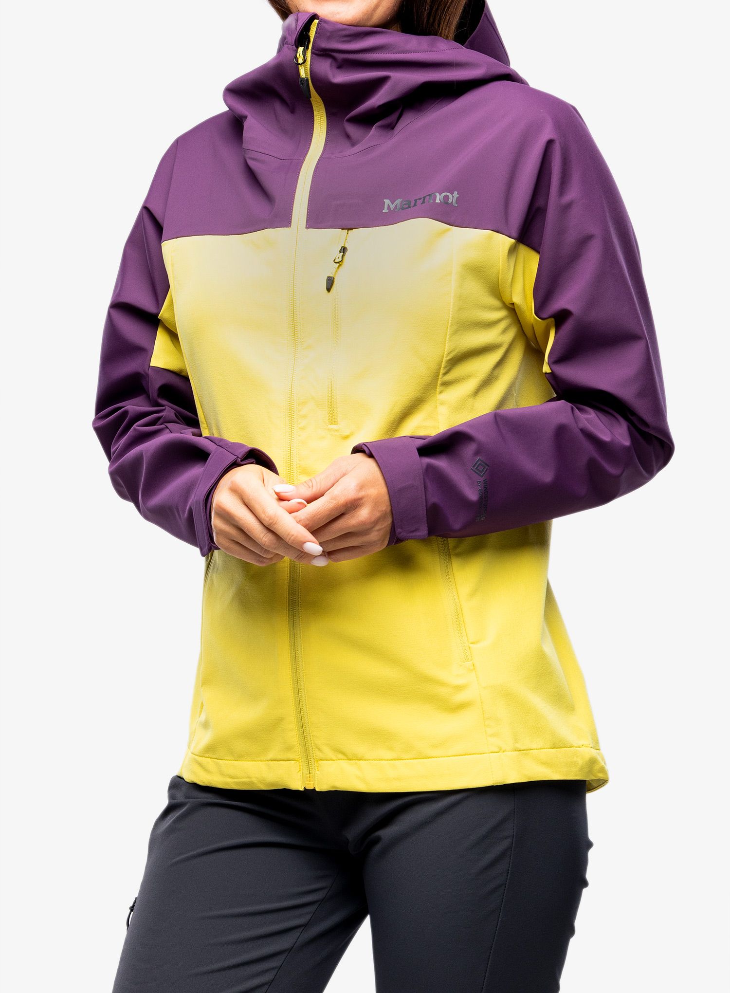 Куртка softshell жіноча Marmot ROM GORE-TEX Infinium Hoody - purple fig/limelight