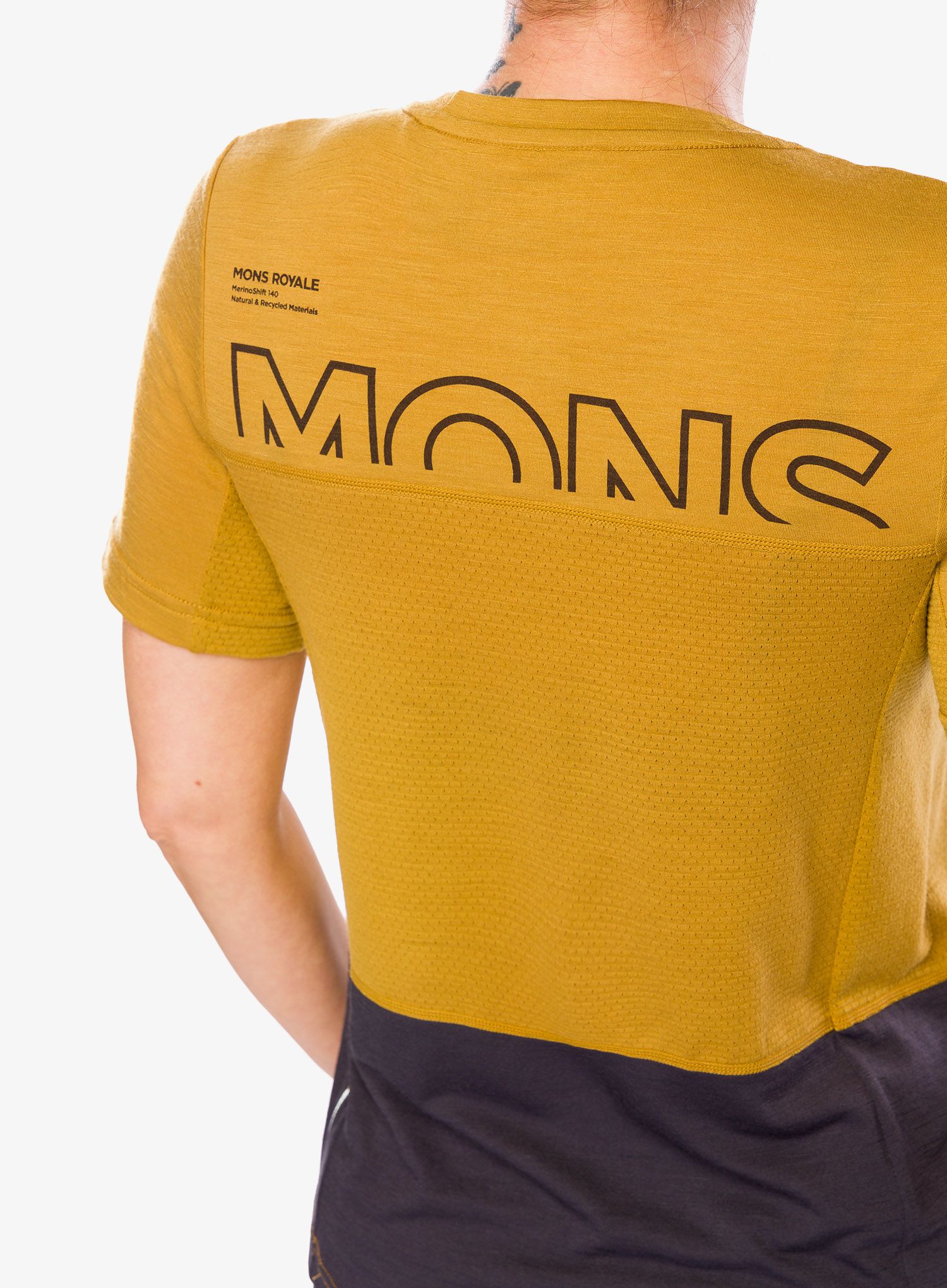 Жіноча велофутболка Mons Royale Tarn Merino Shift Tee - shale/cumin