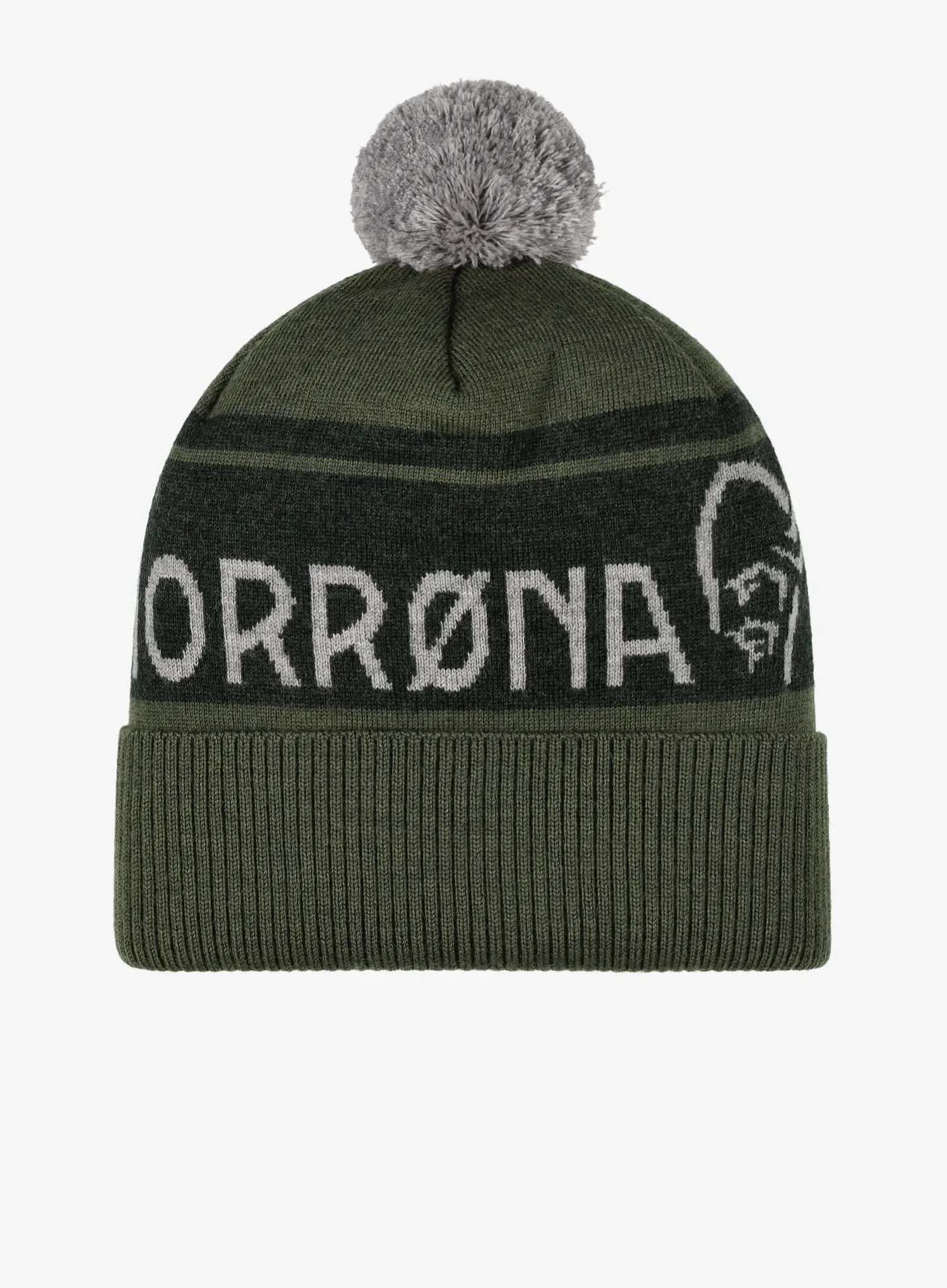 Шапка зимова Norrona Heavy MerinoUll Logo Beanie - olive night melange