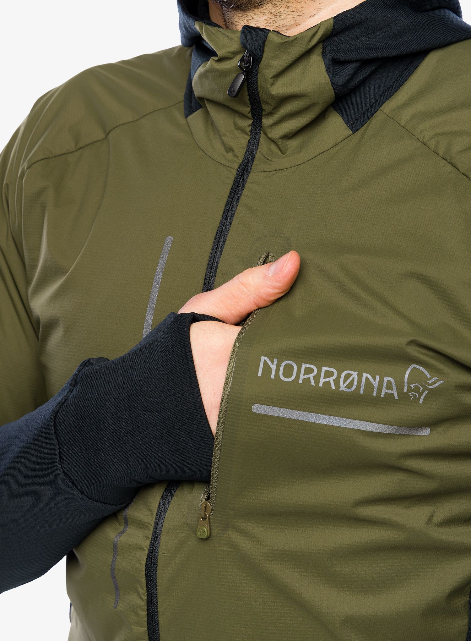 Куртка для бігу Norrona Senja Alpha90 Zip Hood - olive night