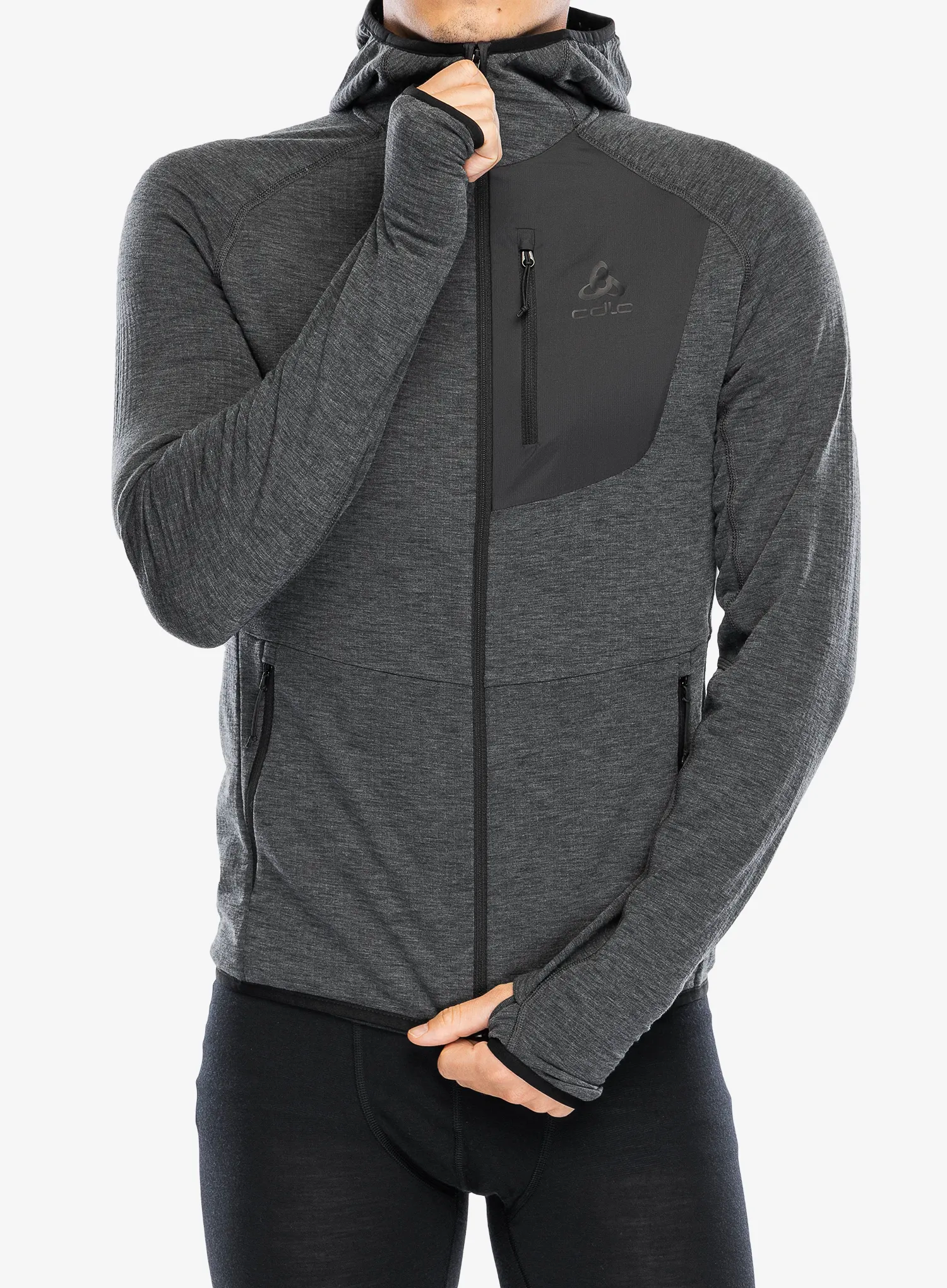 Кофта з каптуром Odlo Ascent Mid Layer Hoody Full Zip - black