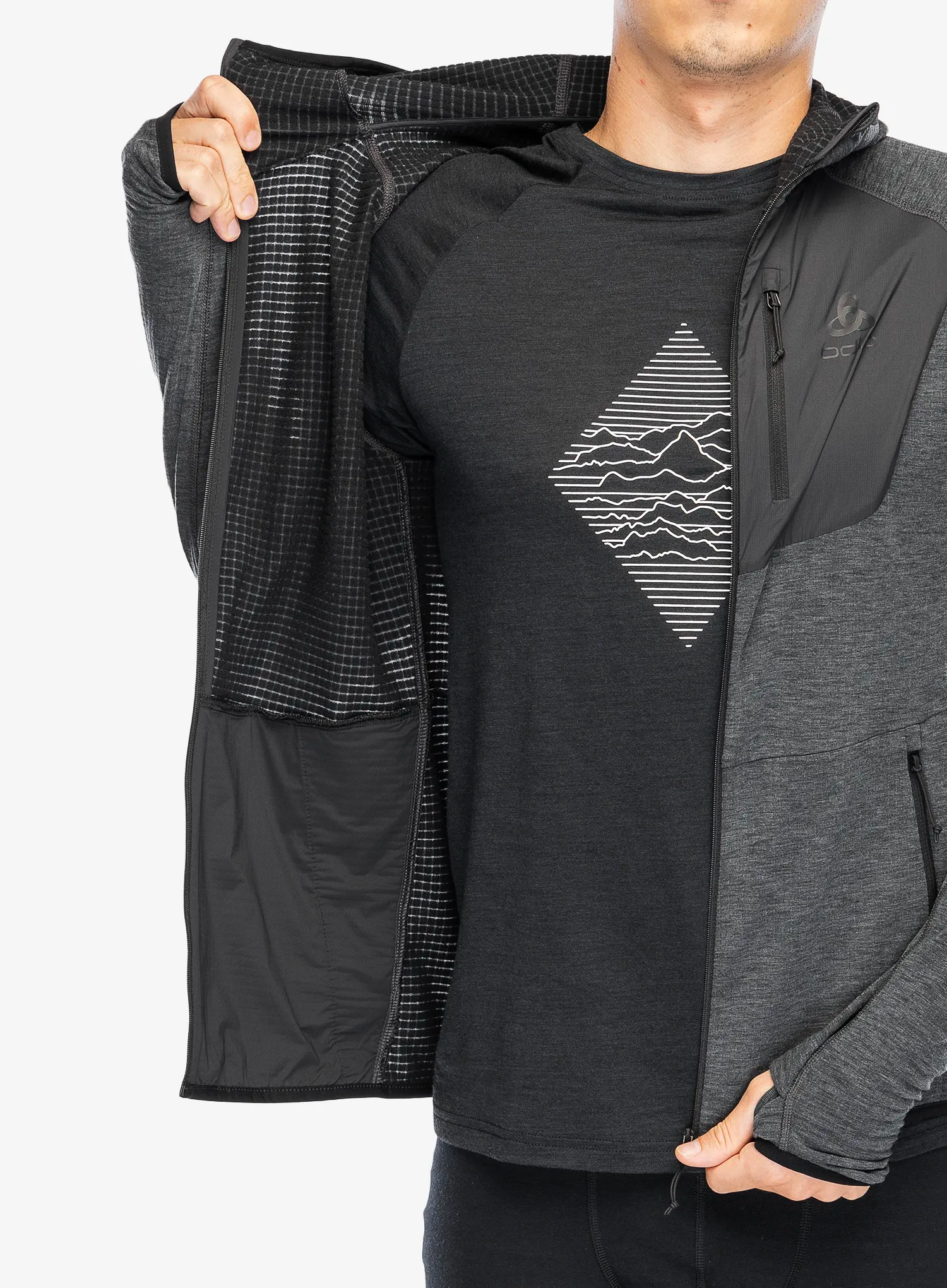 Кофта з каптуром Odlo Ascent Mid Layer Hoody Full Zip - black