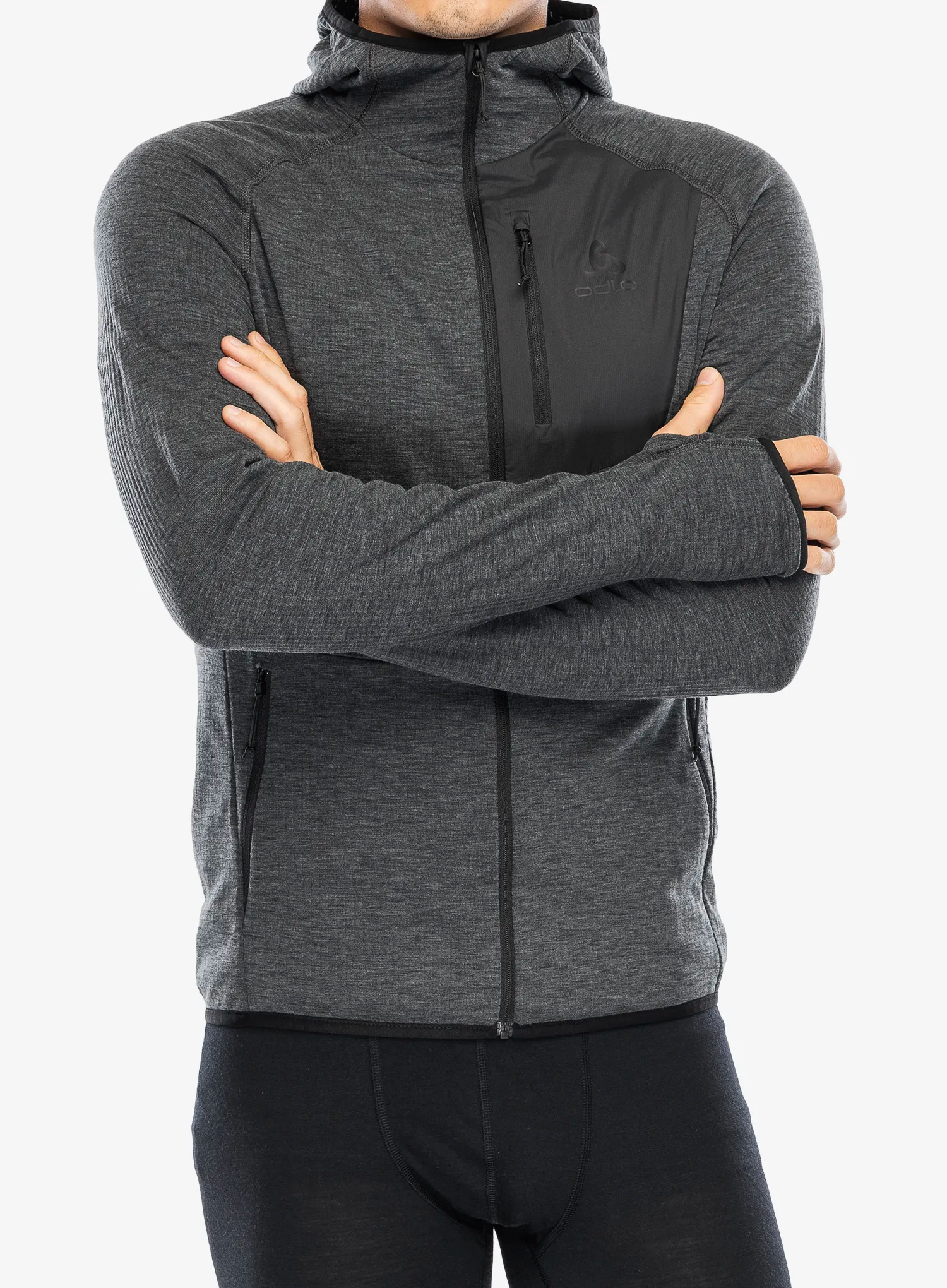 Кофта з каптуром Odlo Ascent Mid Layer Hoody Full Zip - black