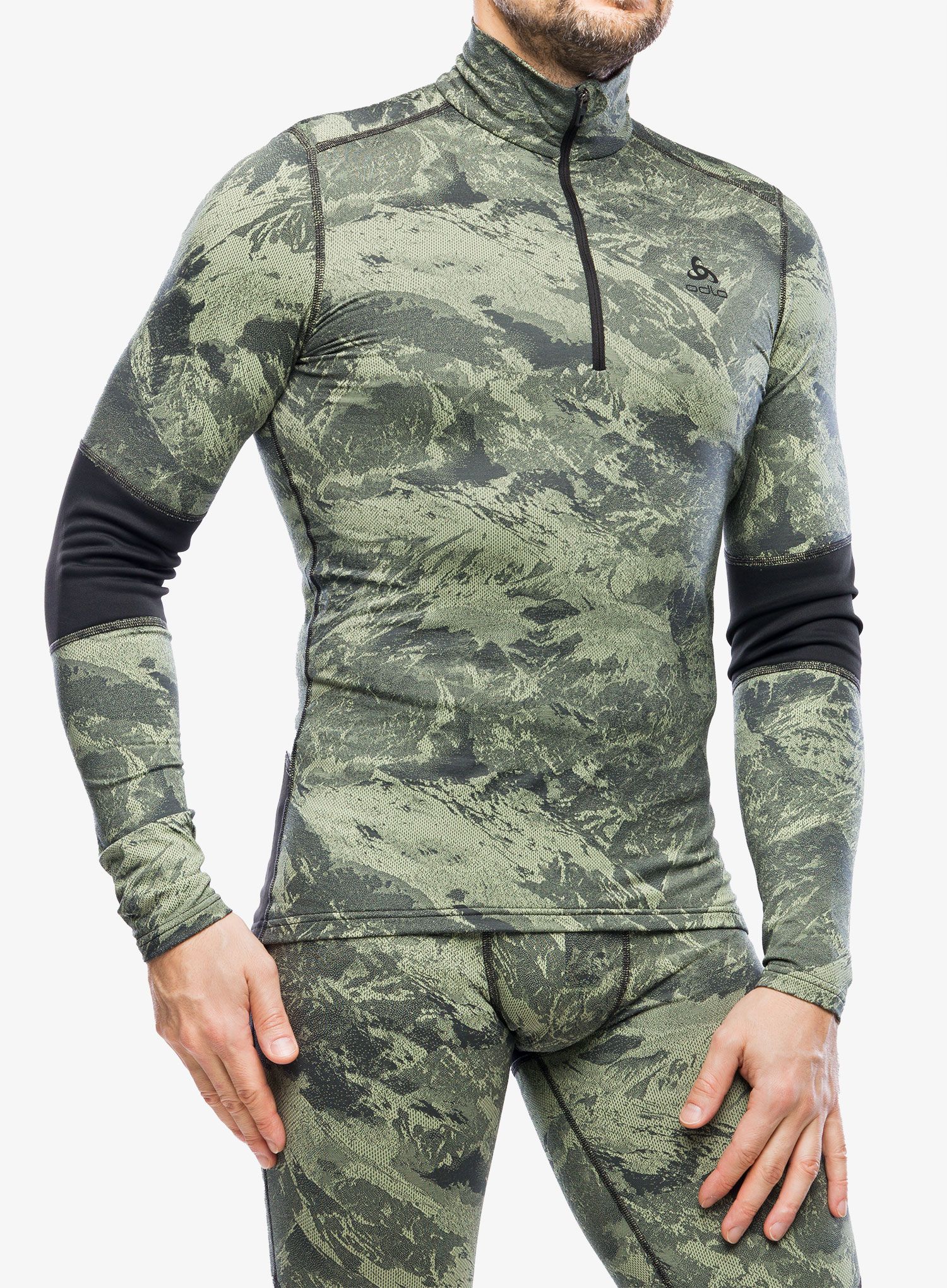 Термокофта Odlo Whistler Eco BL Top Turtle Neck LS Half Zip - matte green/black