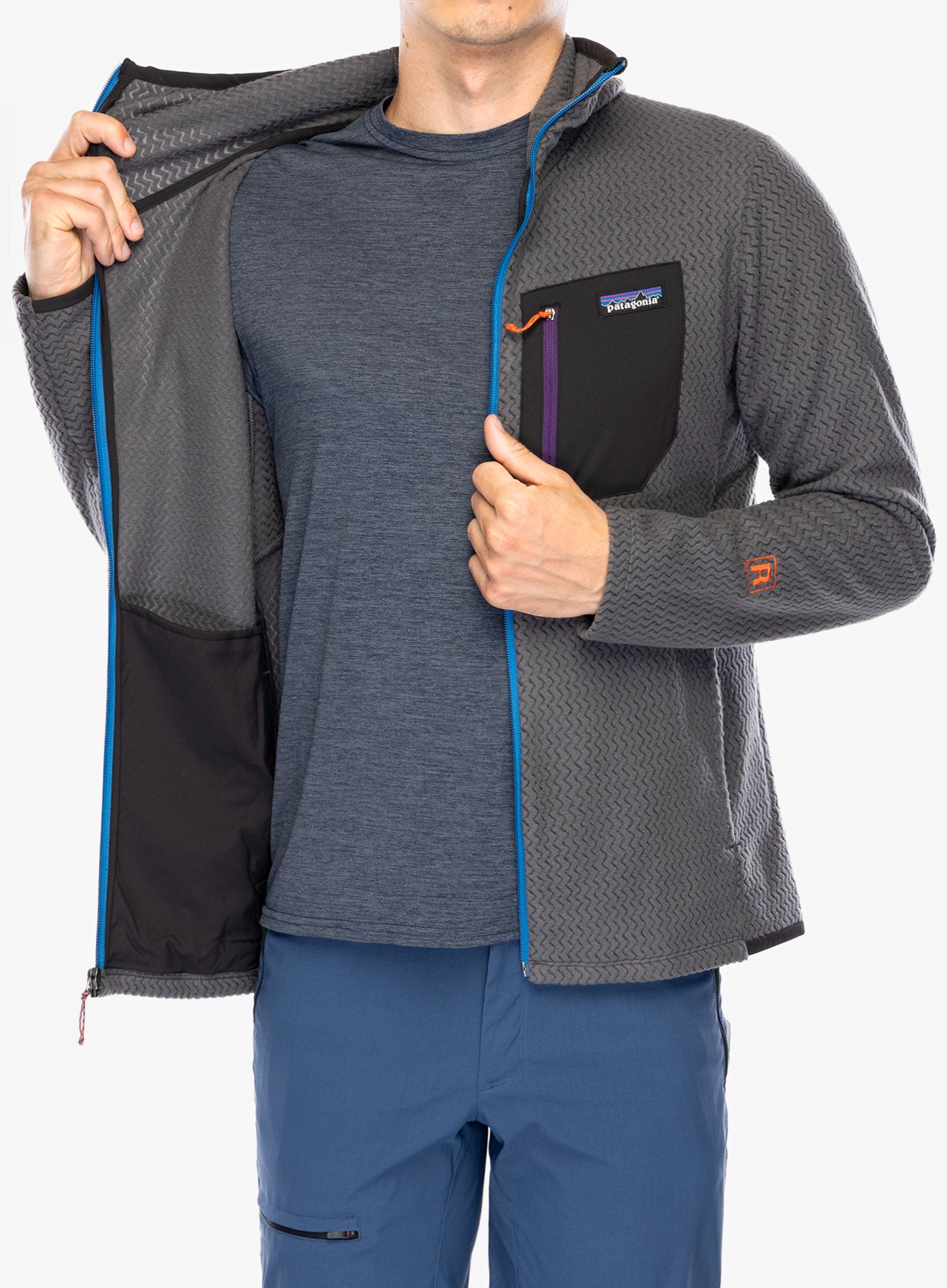 Кофта з каптуром Patagonia R1 Air Full-Zip Hoody - forge grey