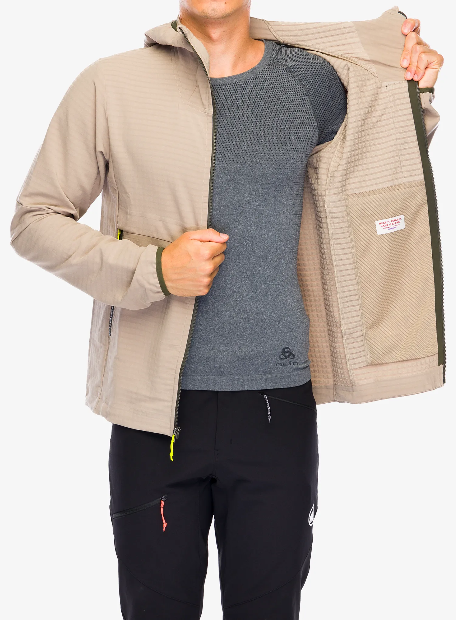 Куртка softshell Patagonia R1 TechFace Hoody - seabird grey