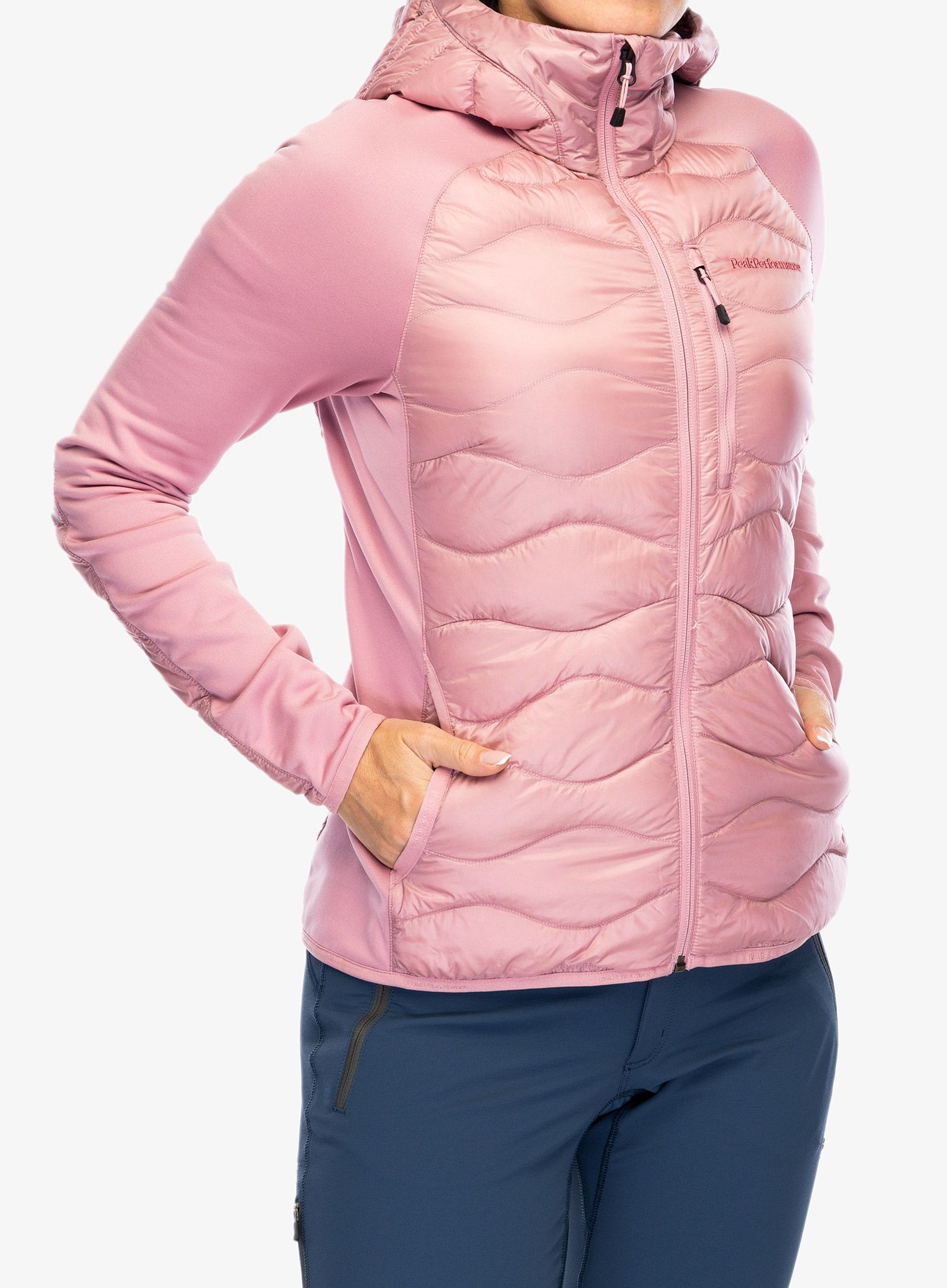 Куртка гібридна жіноча Peak Performance Helium Down Hybrid Hood - bitter root