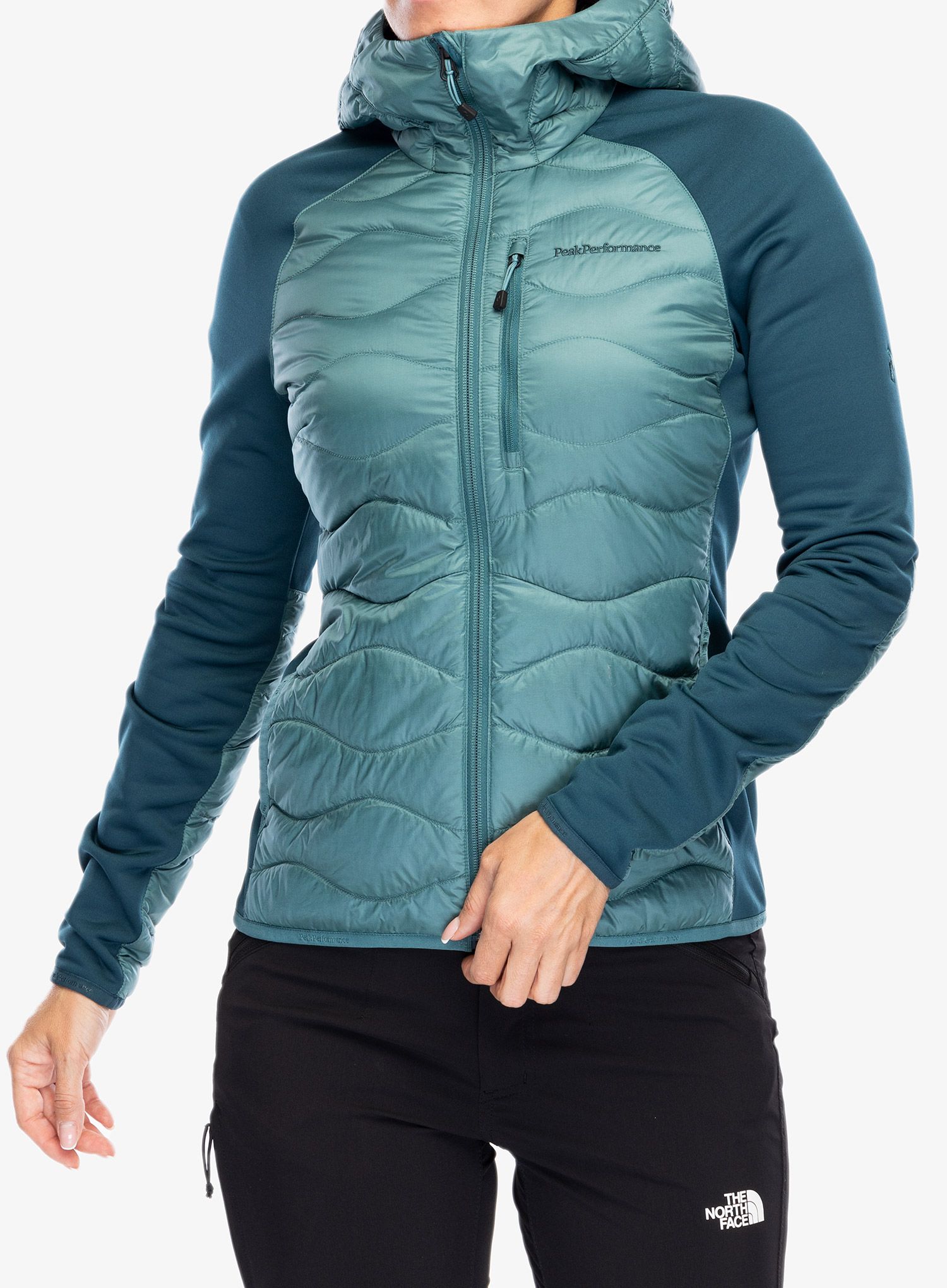 Куртка гібридна жіноча Peak Performance Helium Down Hybrid Hood - hydro fresh