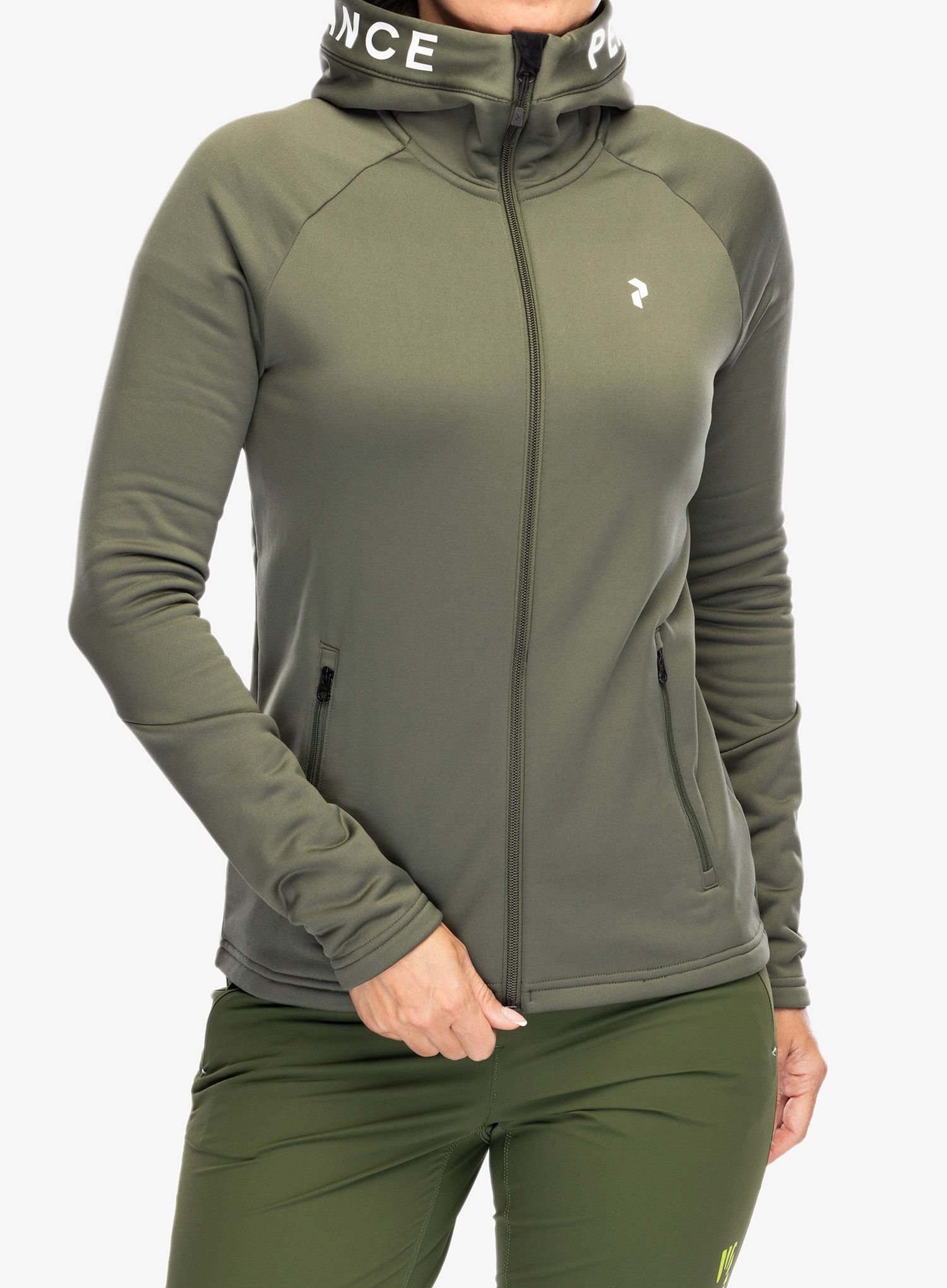 Кофта на блискавці жіноча Peak Performance Rider Zip Hood - pine needle/pine needle