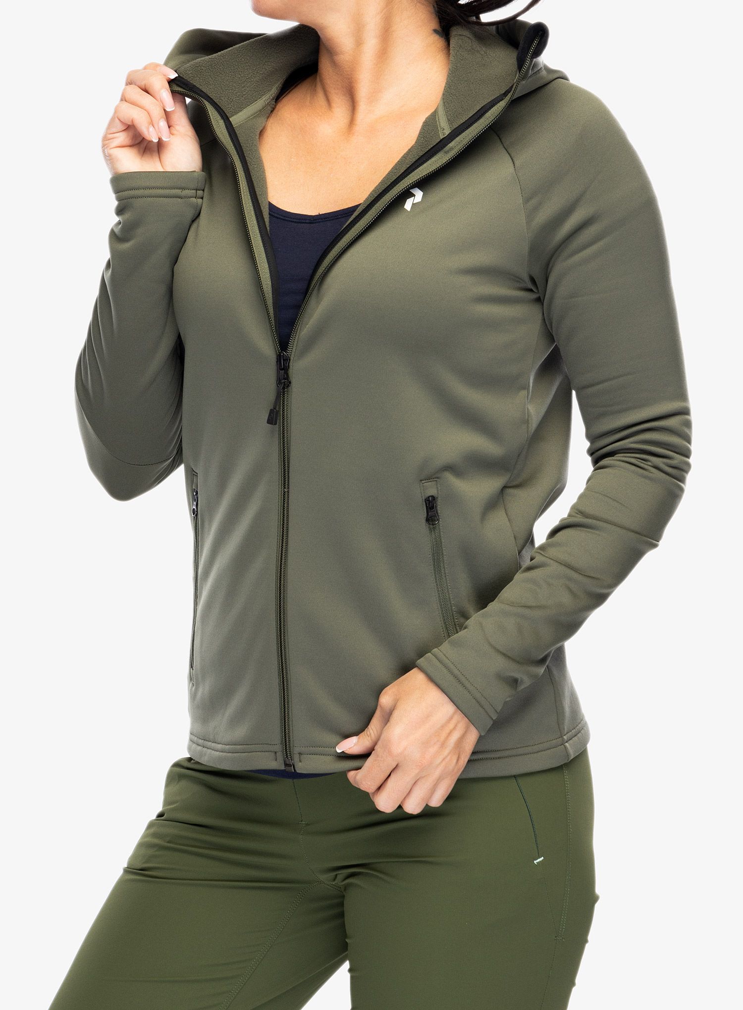 Кофта на блискавці жіноча Peak Performance Rider Zip Hood - pine needle/pine needle