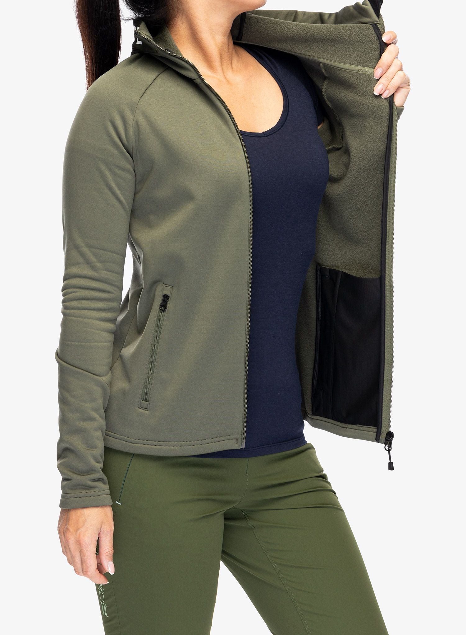 Кофта на блискавці жіноча Peak Performance Rider Zip Hood - pine needle/pine needle