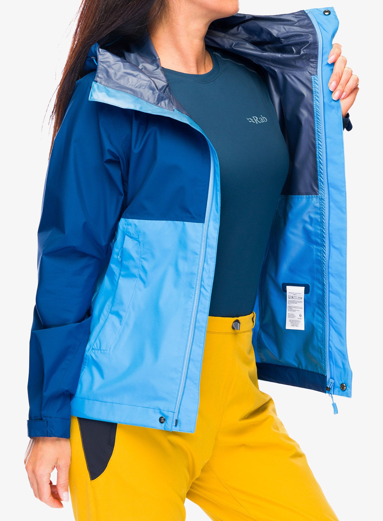 Куртка жіноча Rab Downpour Eco Jacket - nightfall blue/alaska blue