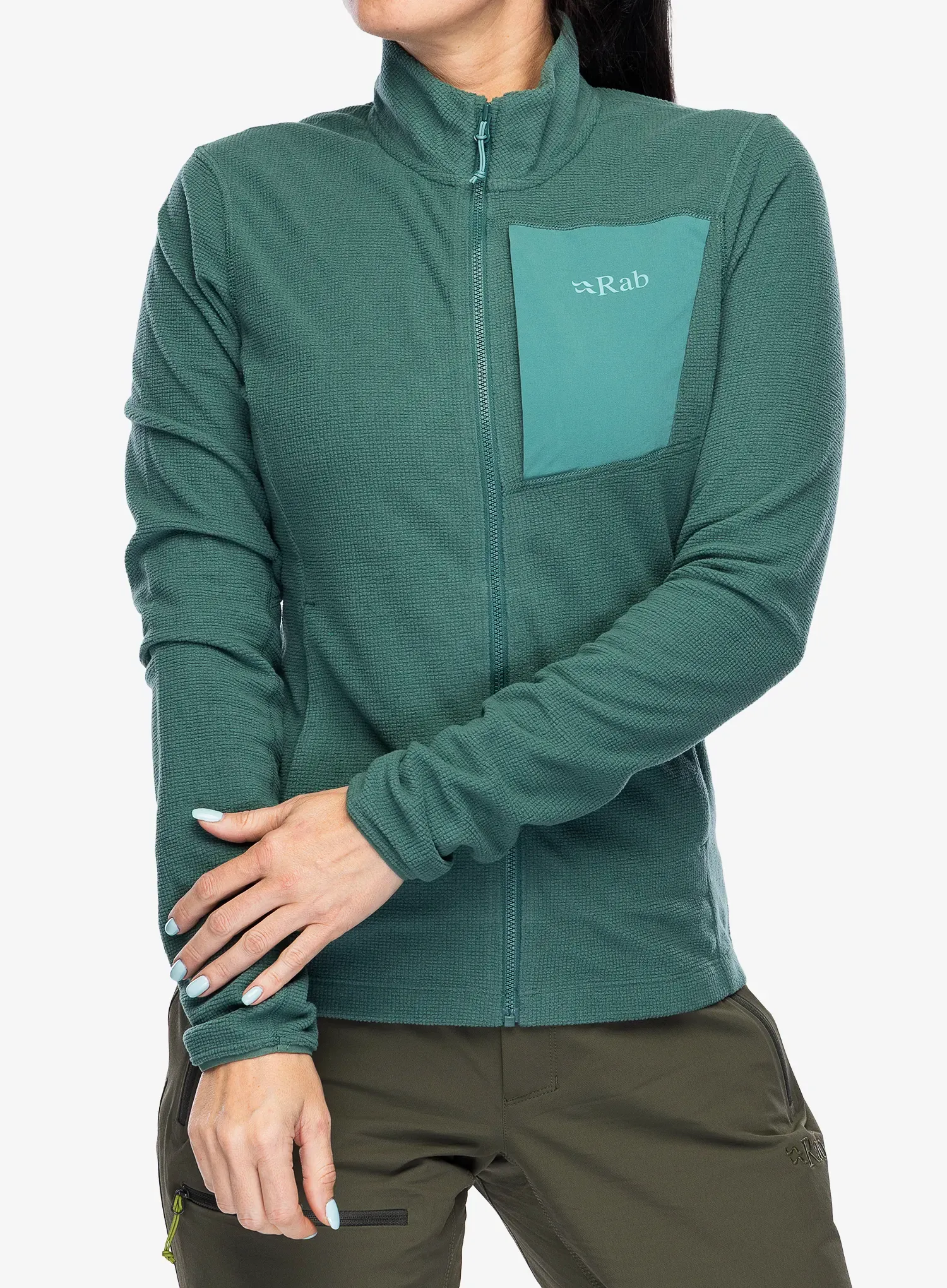 Кофта на замку жіноча Rab Tecton Jacket - green slate