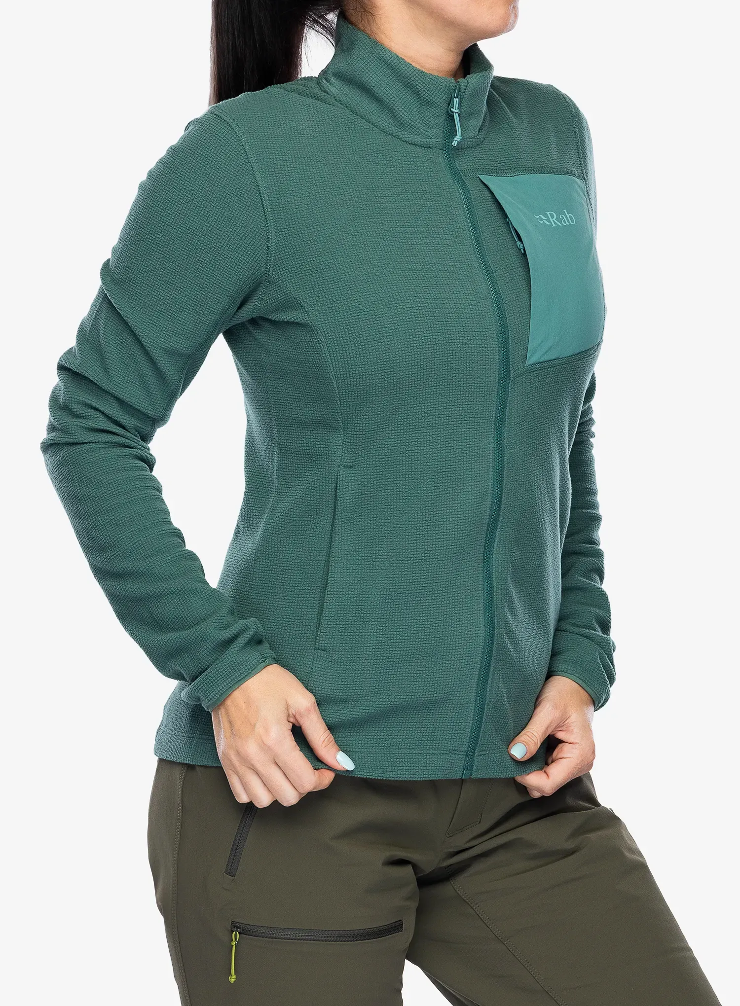 Кофта на замку жіноча Rab Tecton Jacket - green slate
