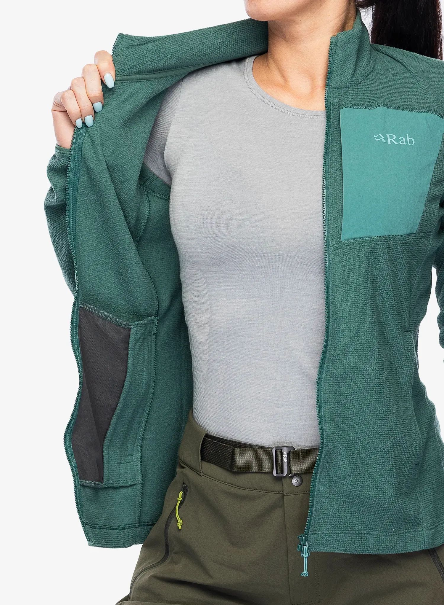 Кофта на замку жіноча Rab Tecton Jacket - green slate