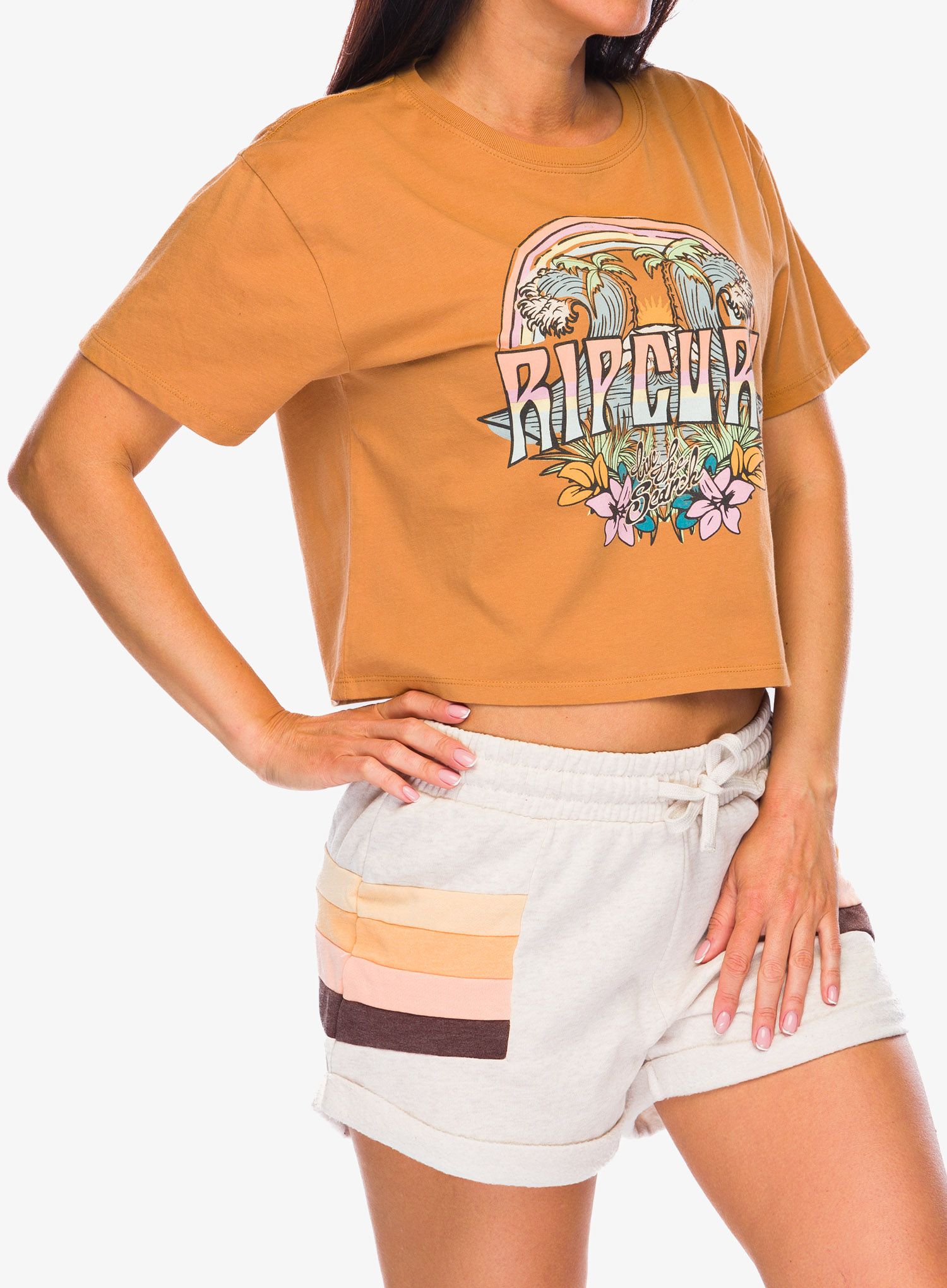 Футболка жіноча Rip Curl Block Party Crop Tee - light brown