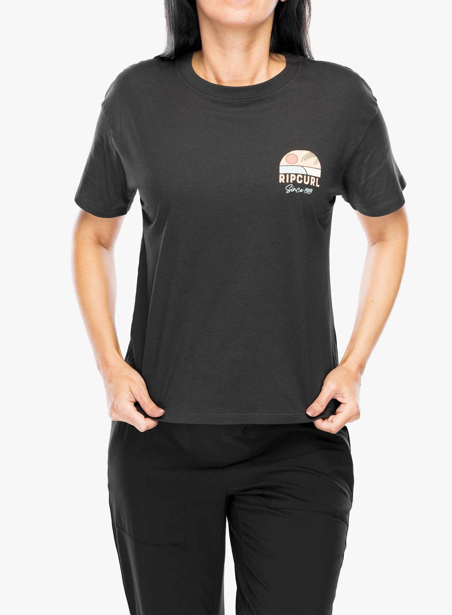 Футболка з принтом жіноча Rip Curl Line Up Relaxed Tee - washed black