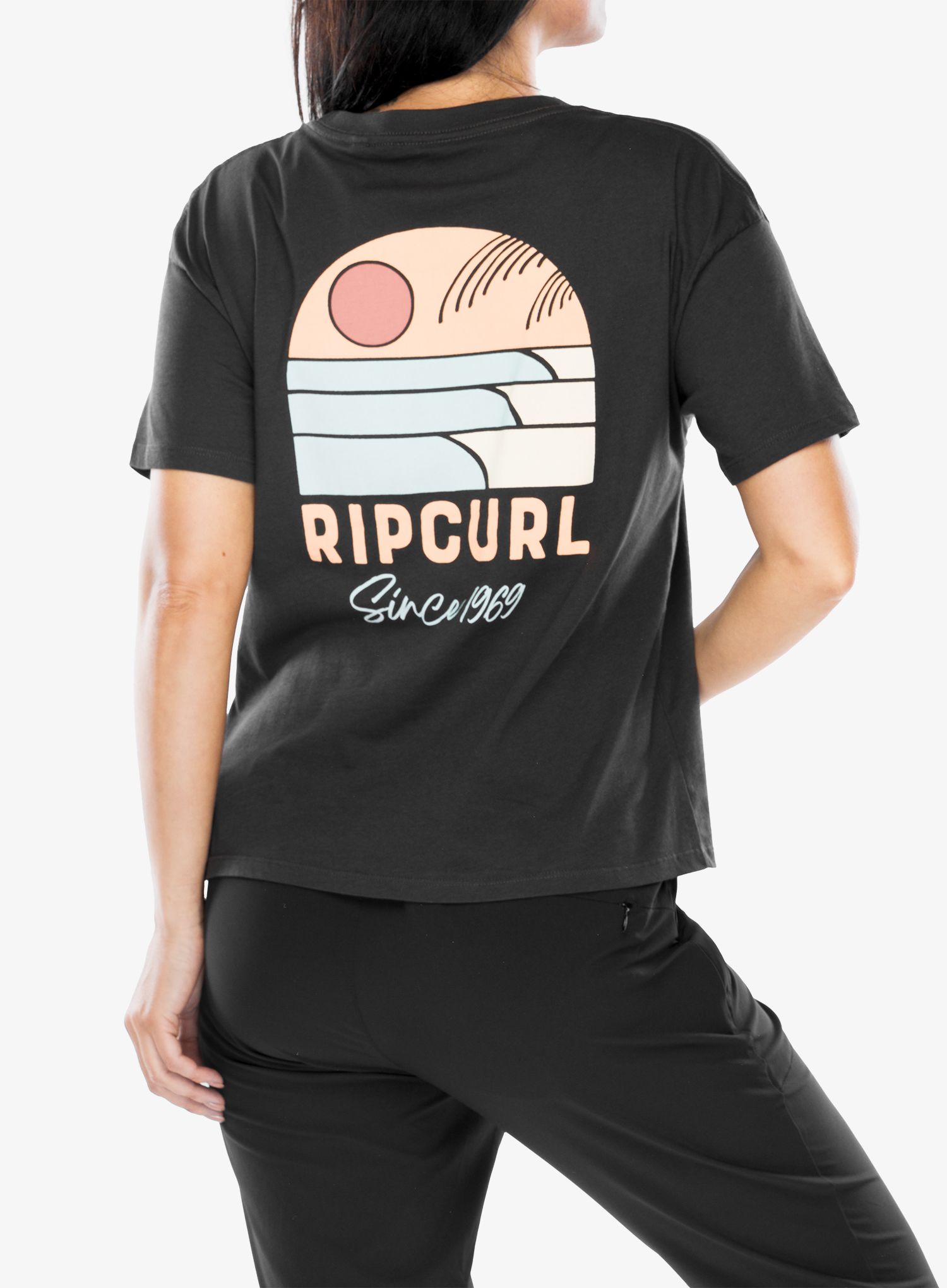 Футболка з принтом жіноча Rip Curl Line Up Relaxed Tee - washed black