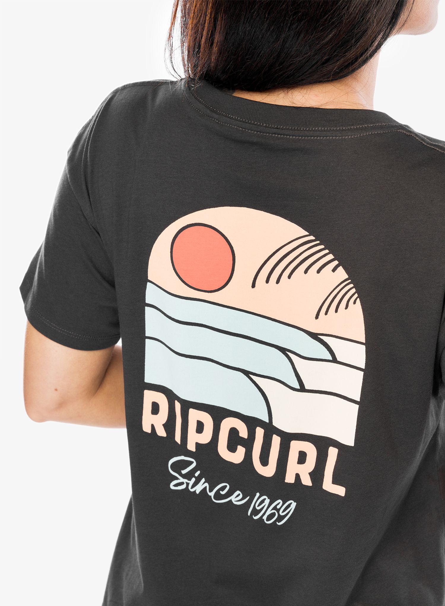 Футболка з принтом жіноча Rip Curl Line Up Relaxed Tee - washed black
