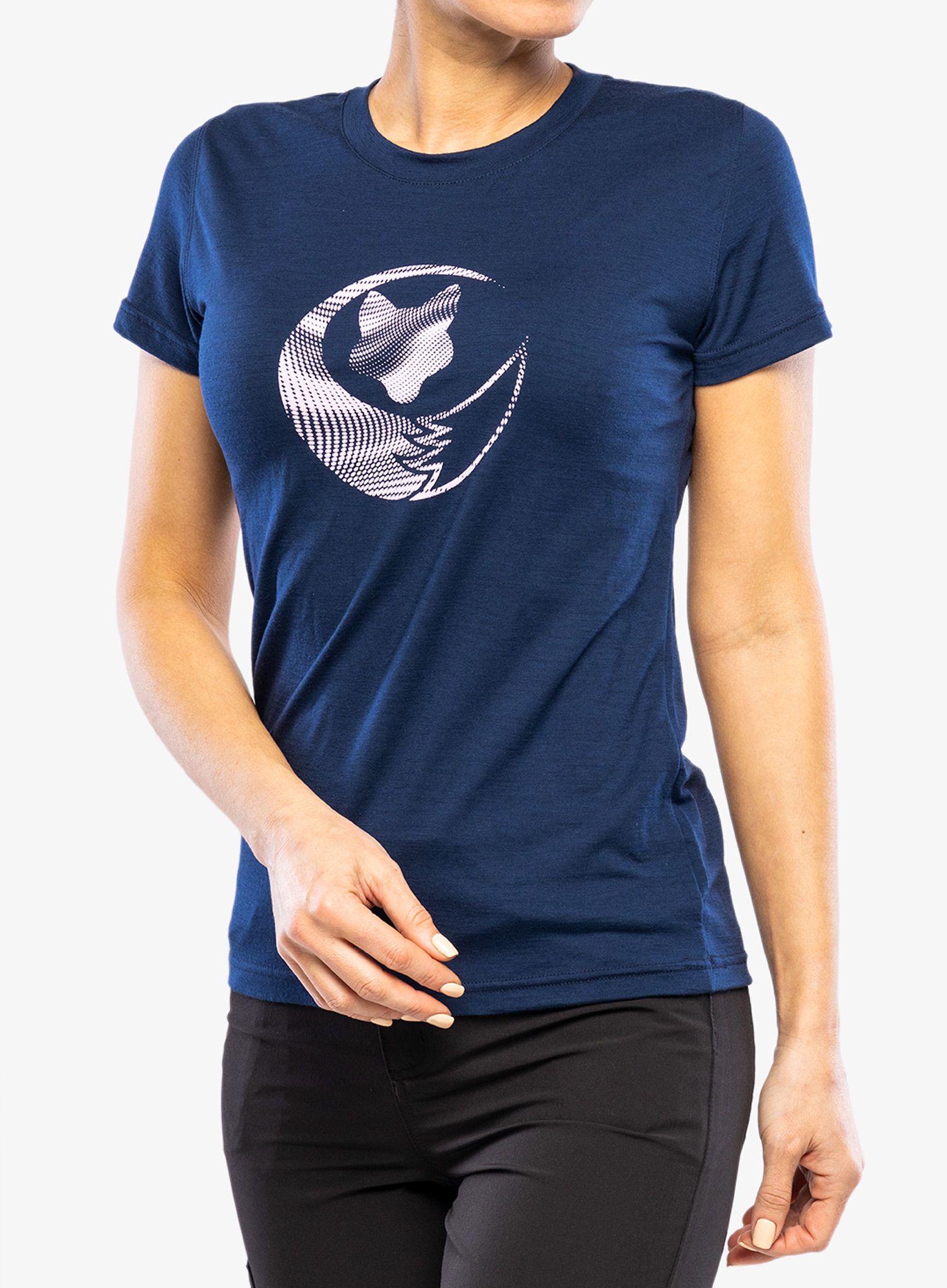 Футболка з принтом жіноча Sensor Merino Active PT S/S Fox - deep blue
