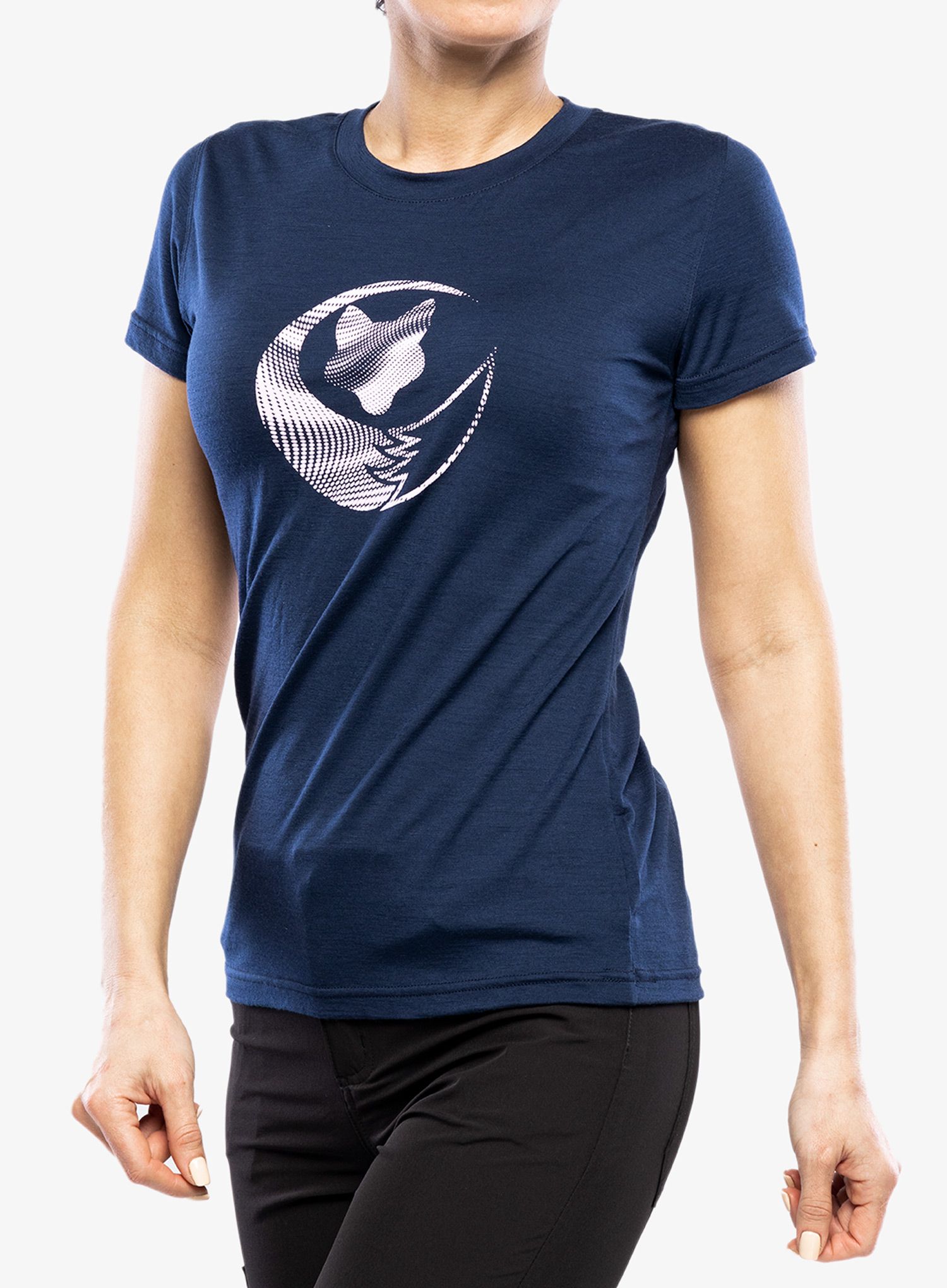 Футболка з принтом жіноча Sensor Merino Active PT S/S Fox - deep blue