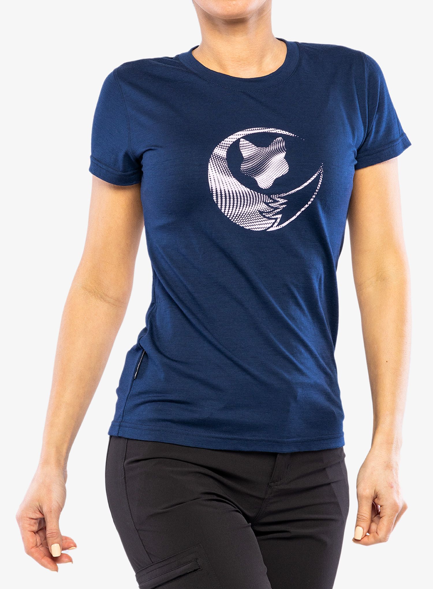 Футболка з принтом жіноча Sensor Merino Active PT S/S Fox - deep blue