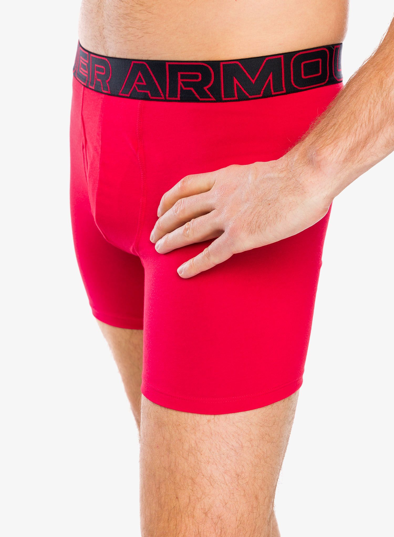 Боксери  Under Armour Performance Cotton 6 in 3-Pack Boxerjock - castlerock full htr/red/steel