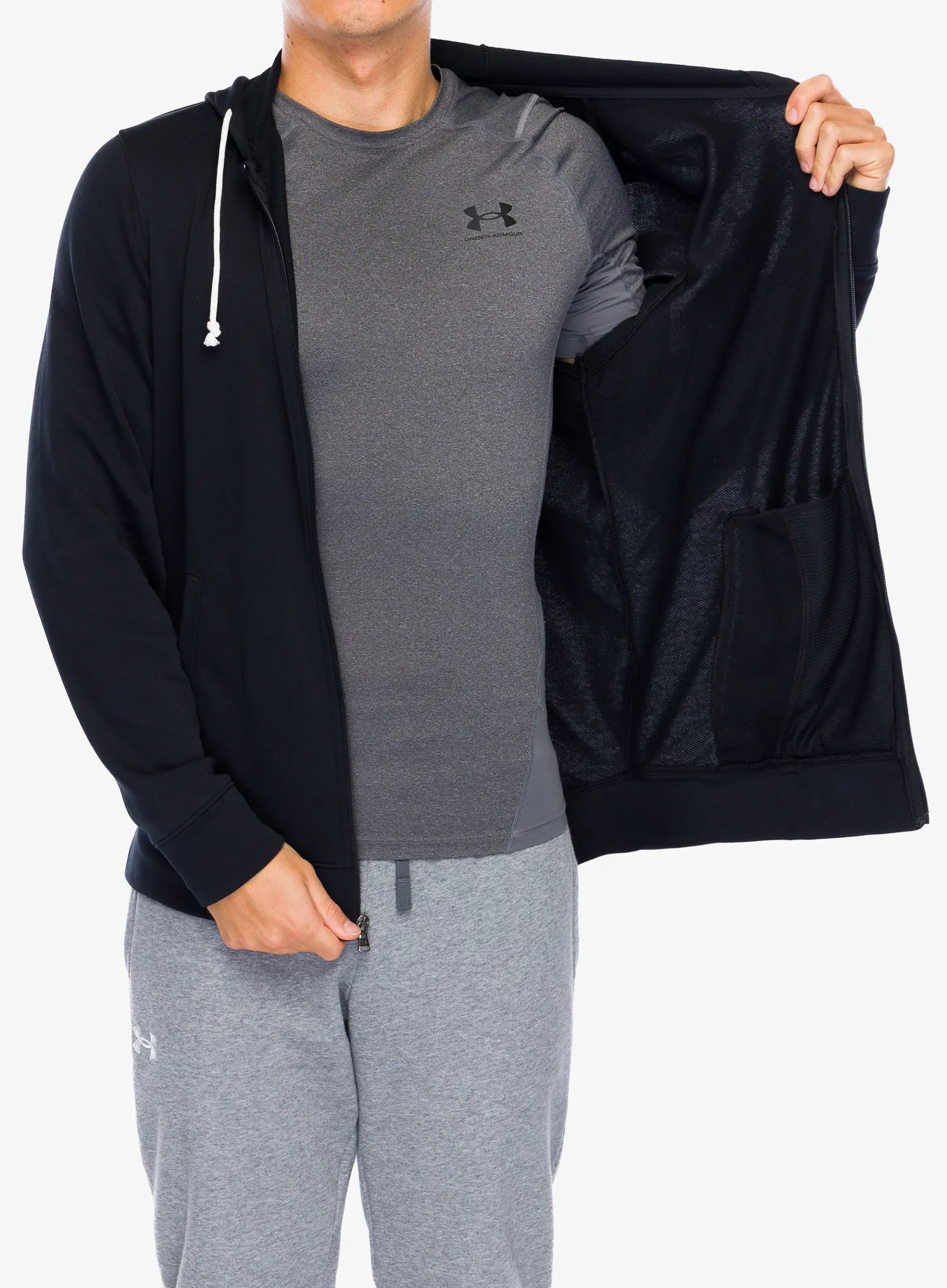 Кофта з каптуром Under Armour Rival Terry Full-Zip - black/onyx white