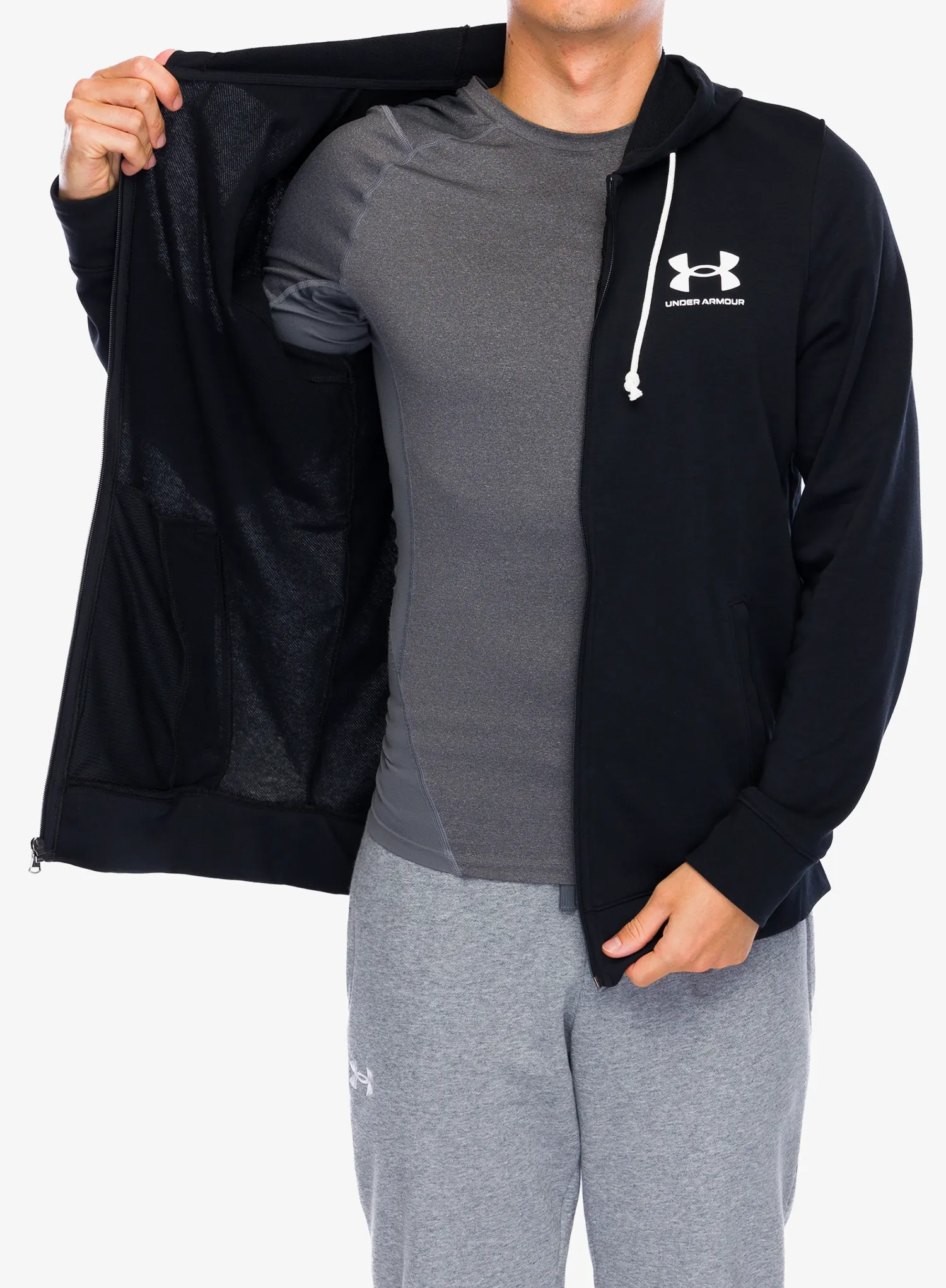 Кофта з каптуром Under Armour Rival Terry Full-Zip - black/onyx white