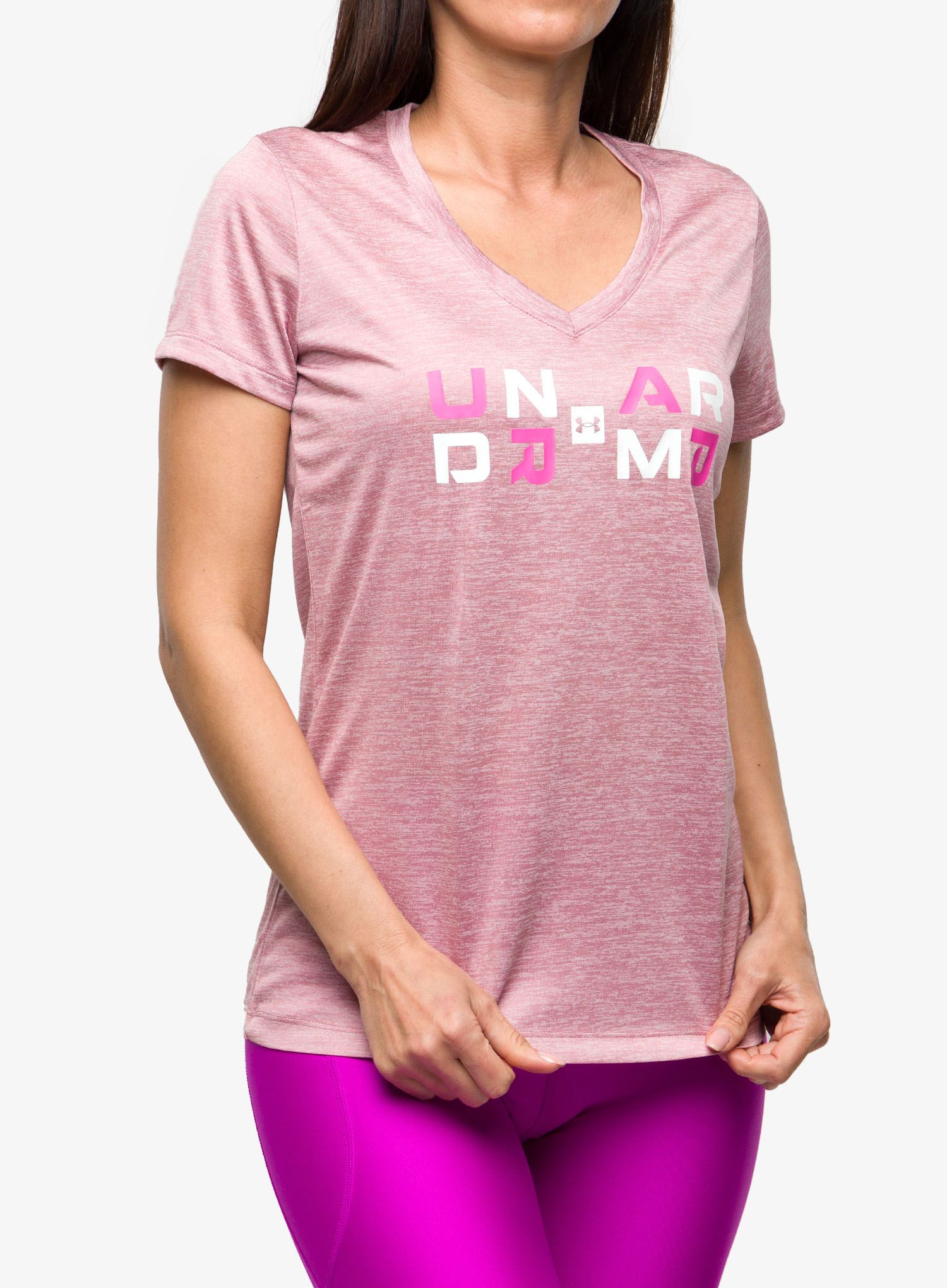 Футболка жіноча Under Armour Tech Twist Graphic SSV - pink elixir/pink sugar/rebel