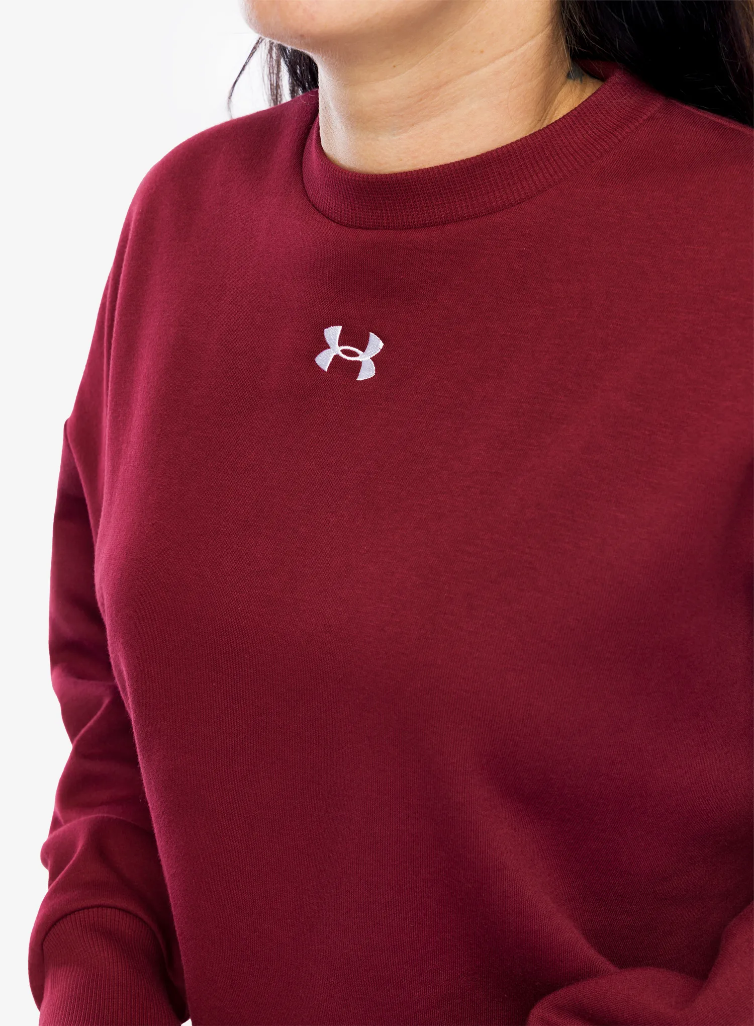 Кофта жіноча Under Armour UA Rival Fleece Oversized Crew - cardinal/white