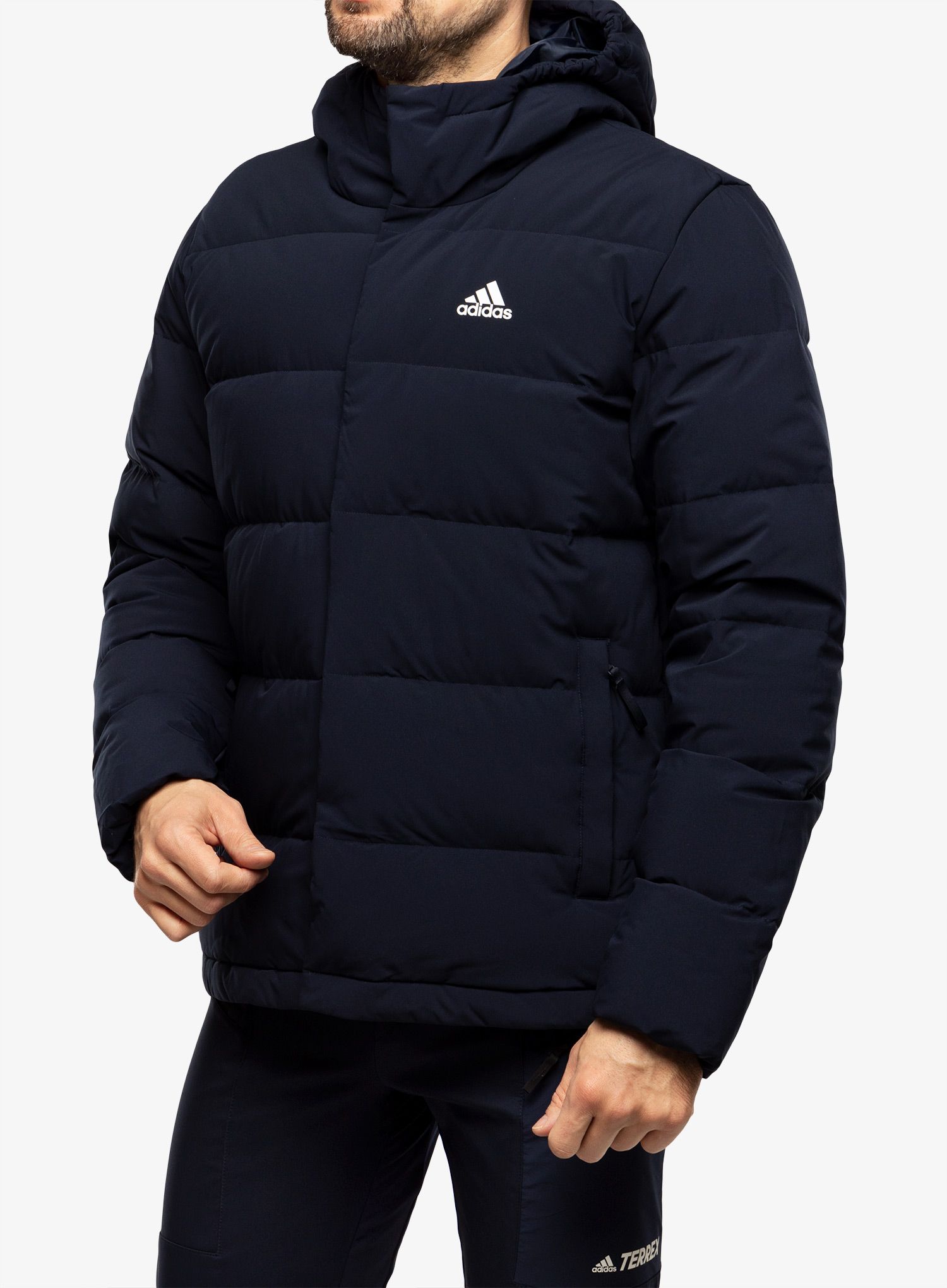 Пуховик adidas Helionic Hooded Jacket - legend ink