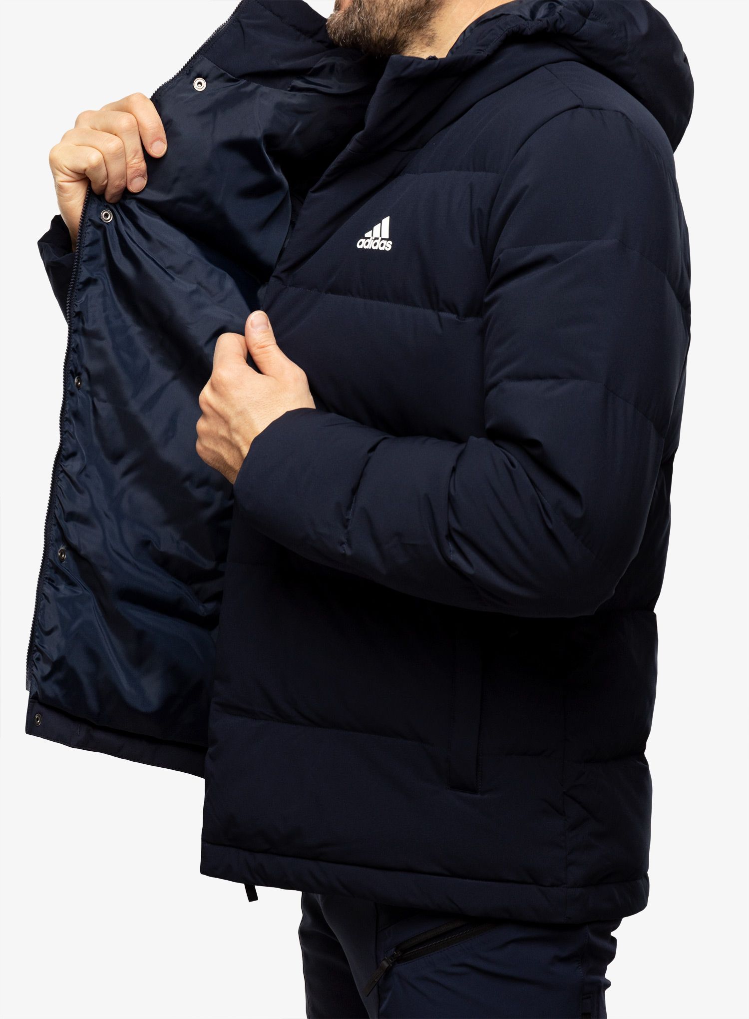 Пуховик adidas Helionic Hooded Jacket - legend ink
