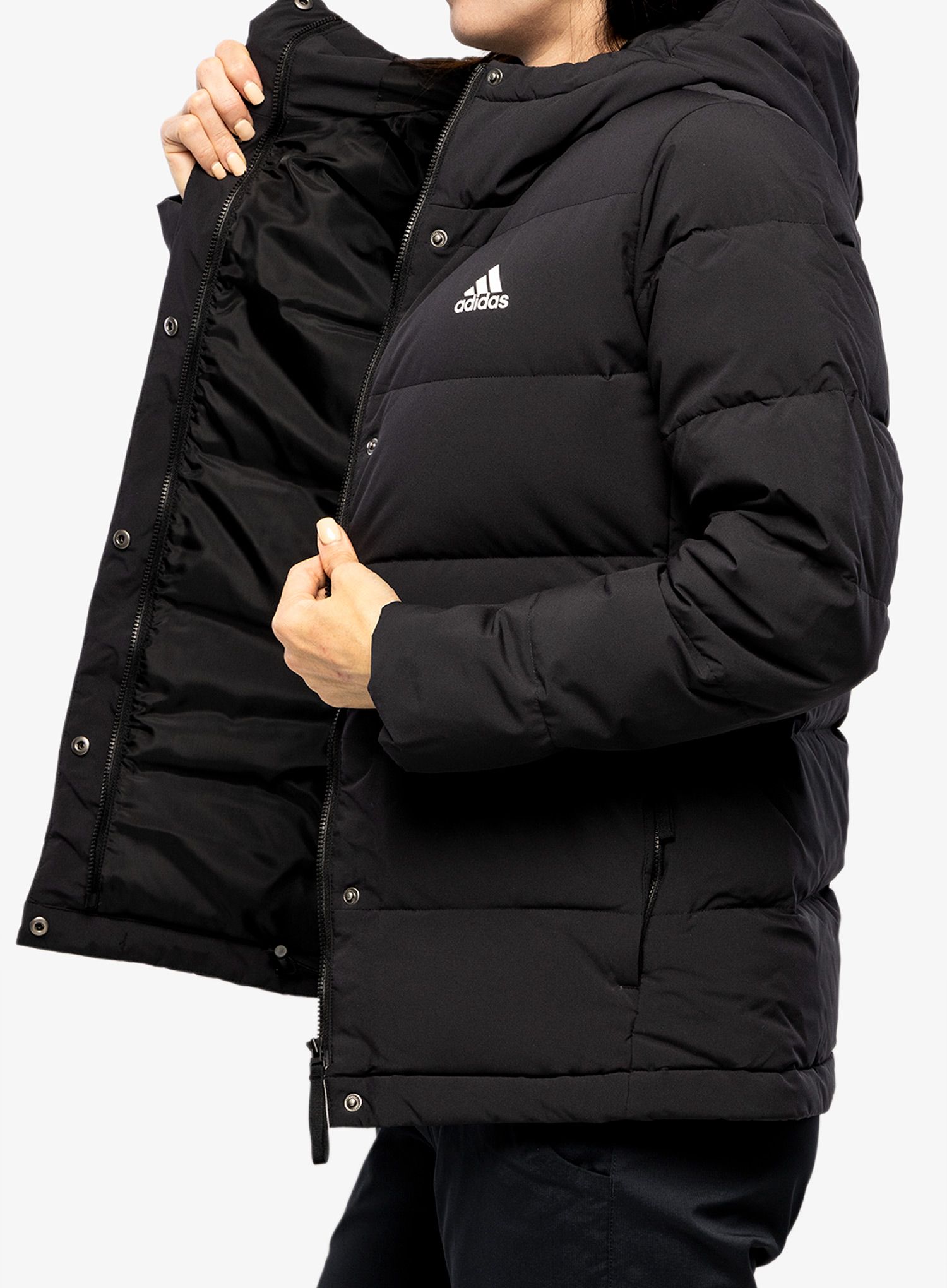 Пуховик жіноча adidas Helionic Hooded Jacket - black