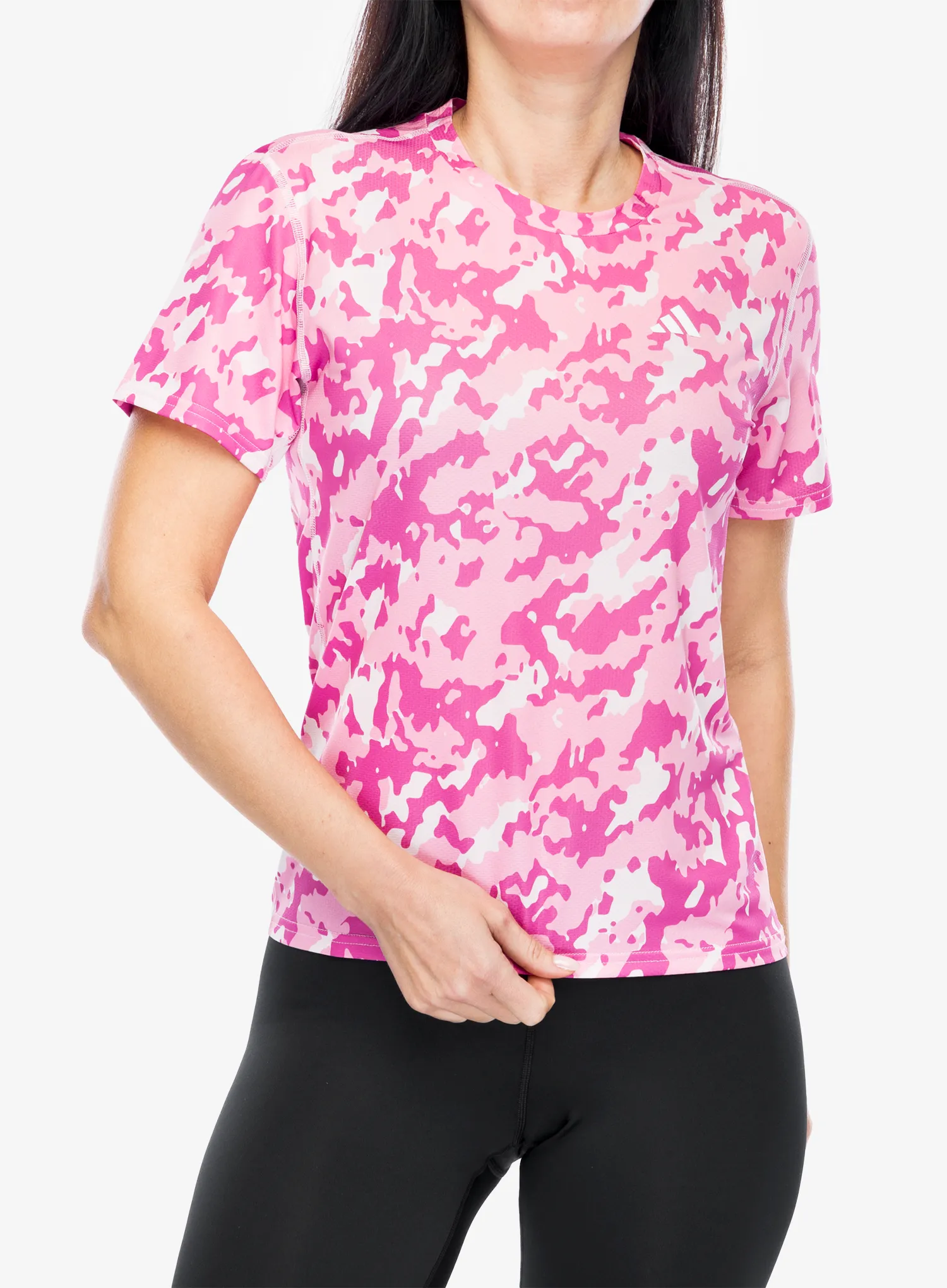 Футболка для бігу жіноча adidas Own The Run Camo Running Tee - clear pink