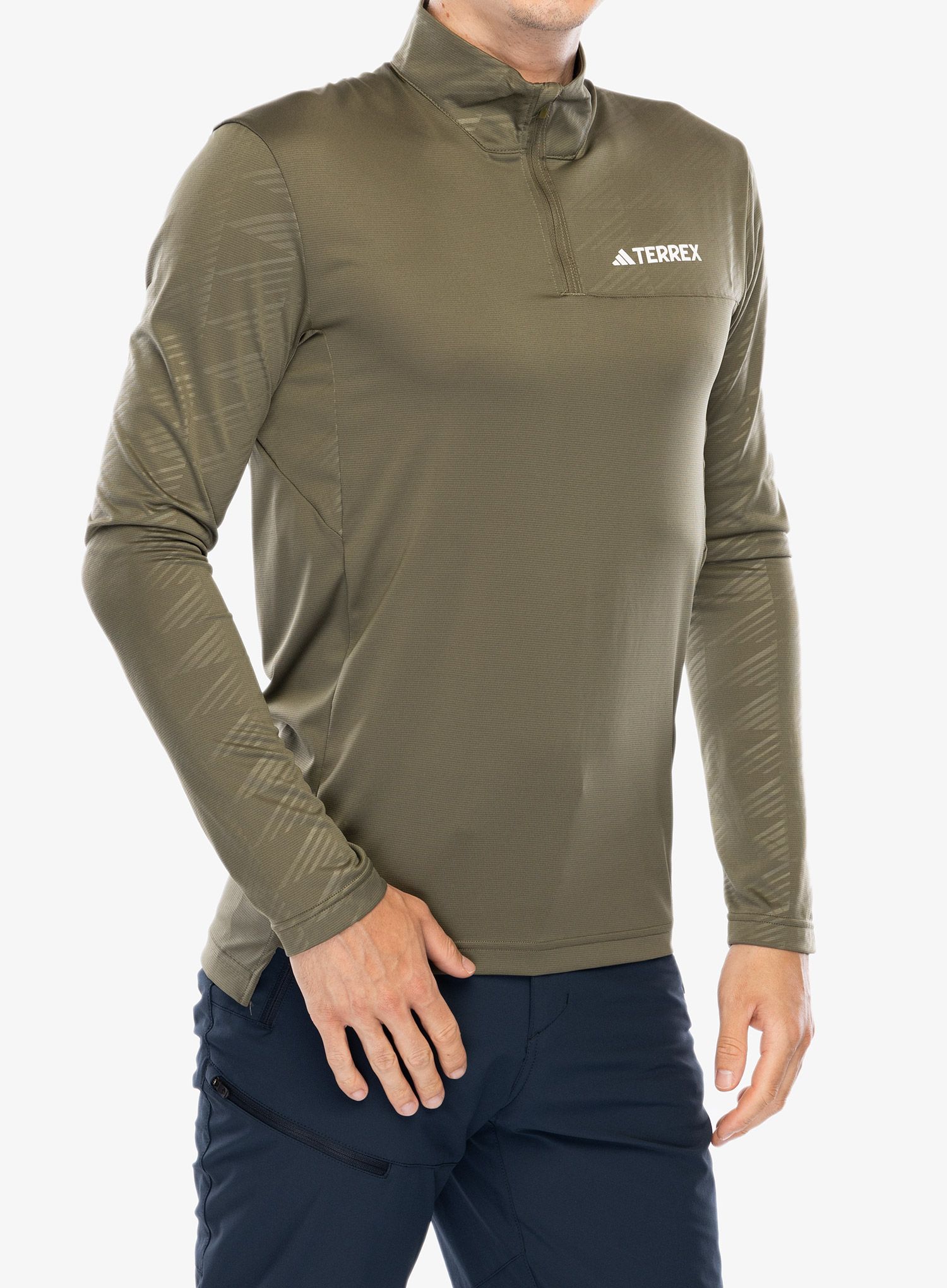 Кофта без каптура adidas TERREX Multi Half Zip Longsleeve Tee - olive strata