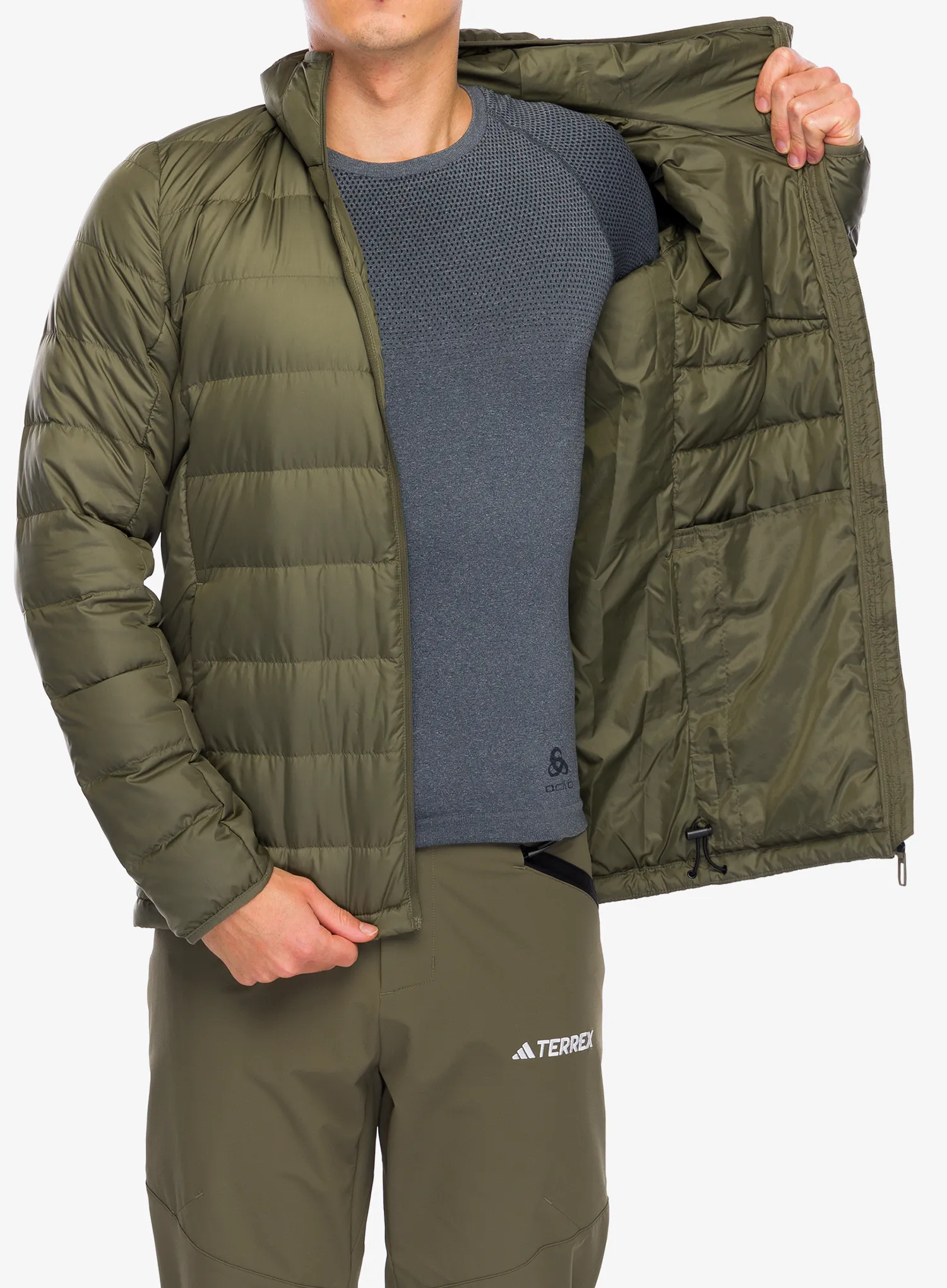Пуховик adidas TERREX Multi Light Down Hooded Jacket - olive strata