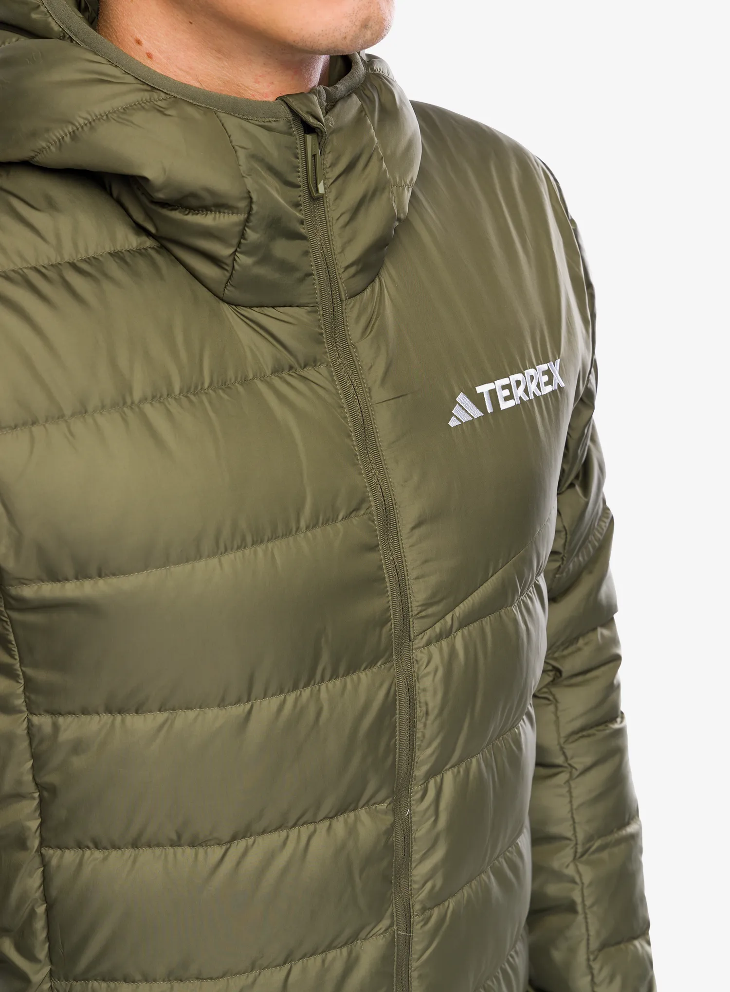 Пуховик adidas TERREX Multi Light Down Hooded Jacket - olive strata