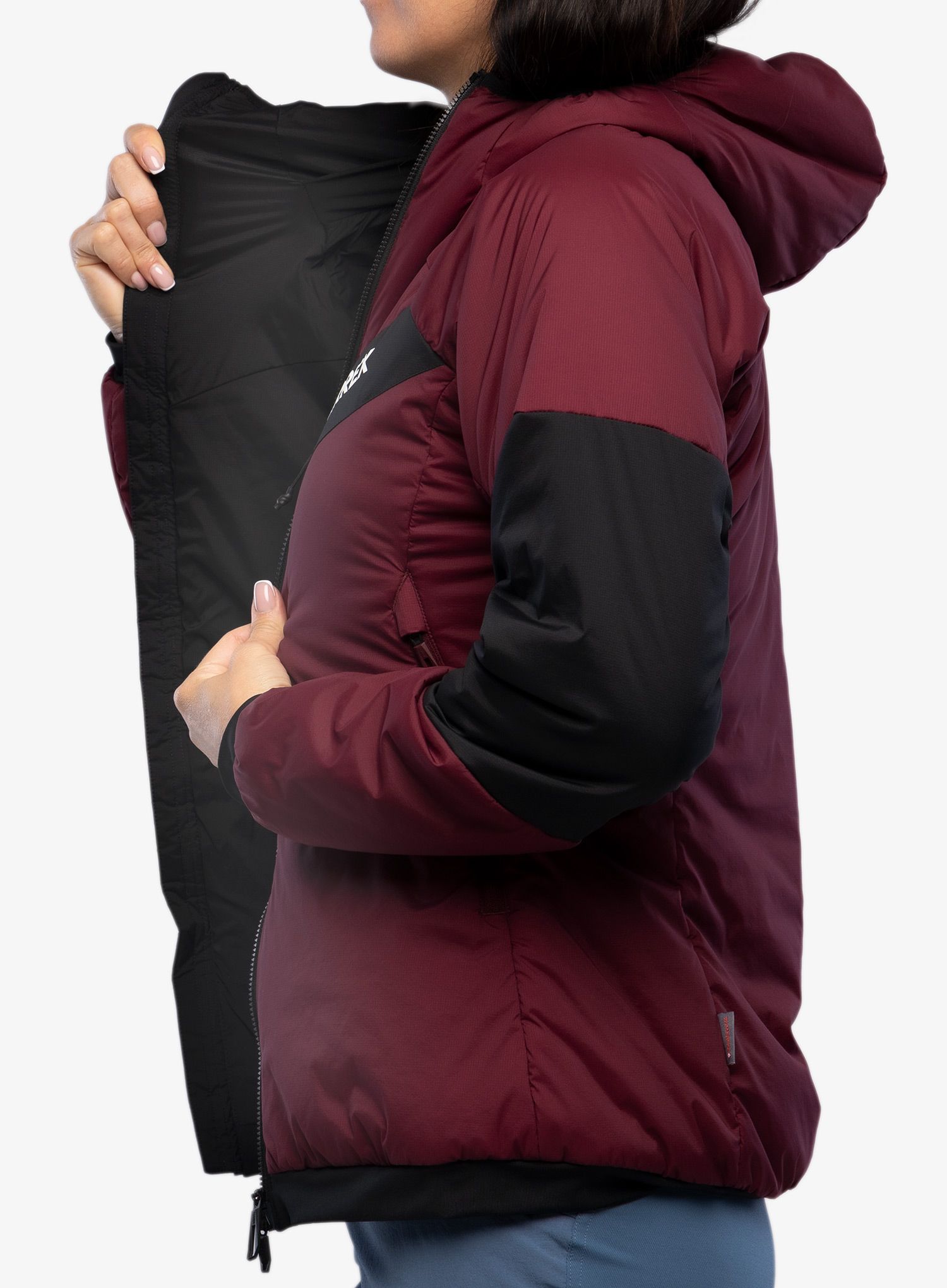 Куртка утеплена жіноча adidas TERREX Techrock Stretch PrimaLoft Hooded Jkt - shadow red/black