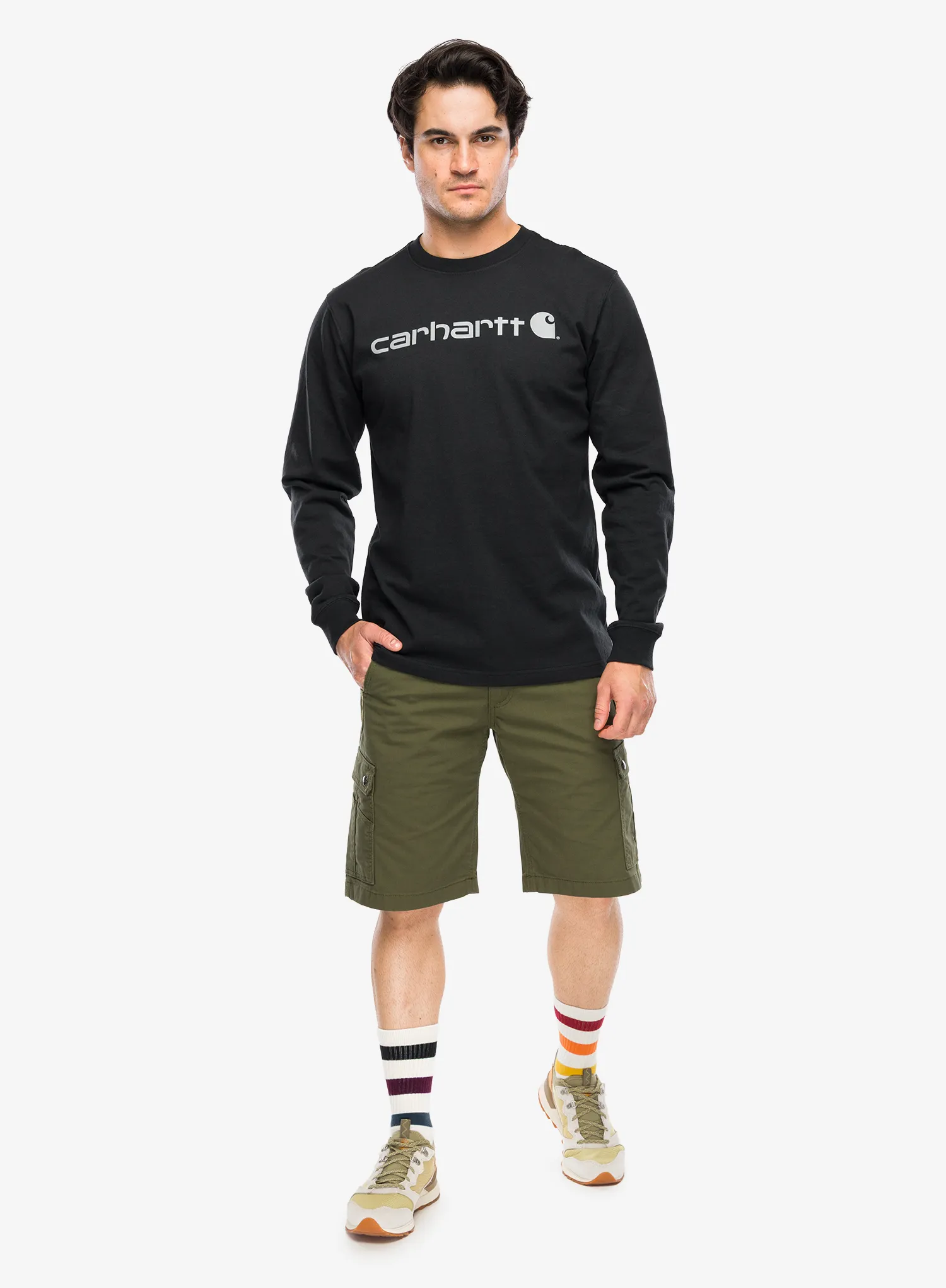 Кофта без каптура Carhartt Dearborn Relaxed LS Logo T-Shirt - black/gray