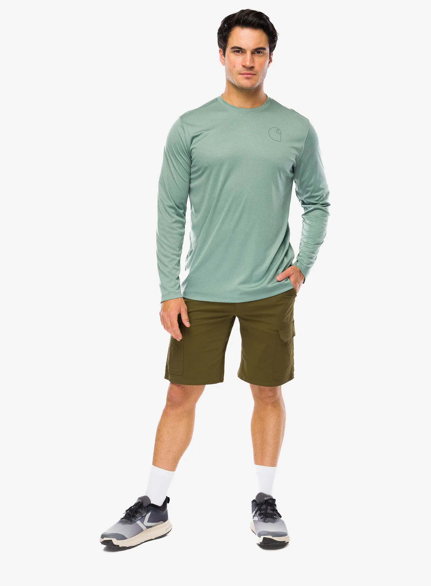 Кофта без каптура Carhartt Force Sun Defender Relaxed LS Logo T-Shirt - green slate heather