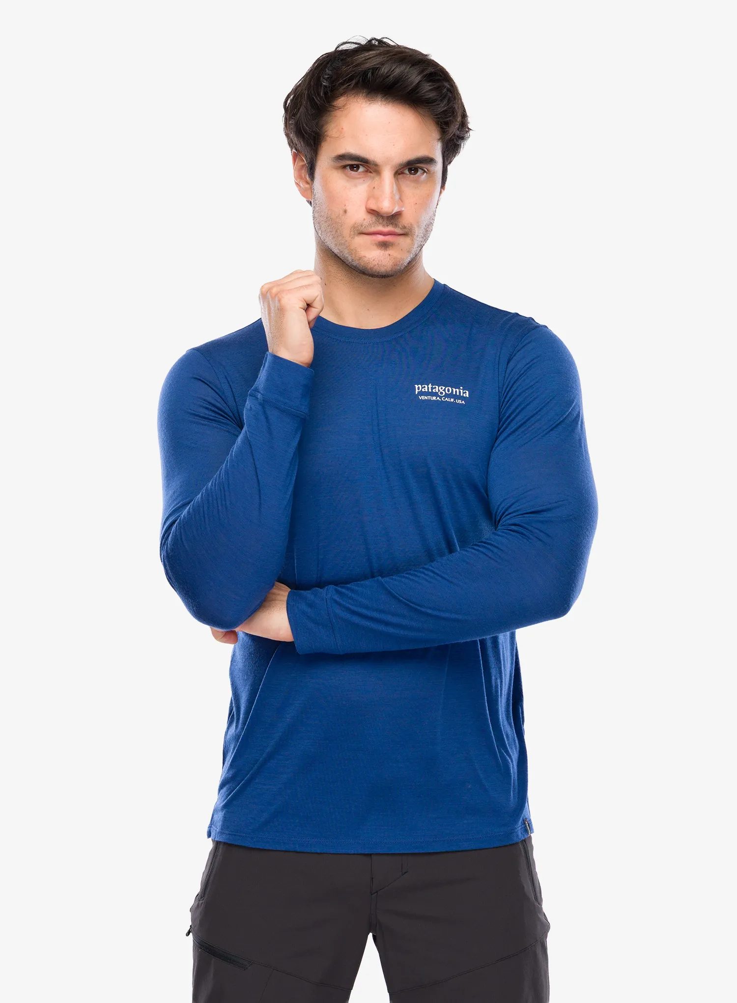 Кофта без каптура Patagonia L/S Cap Cool Merino Graphic Shirt - heritage header/clement blue