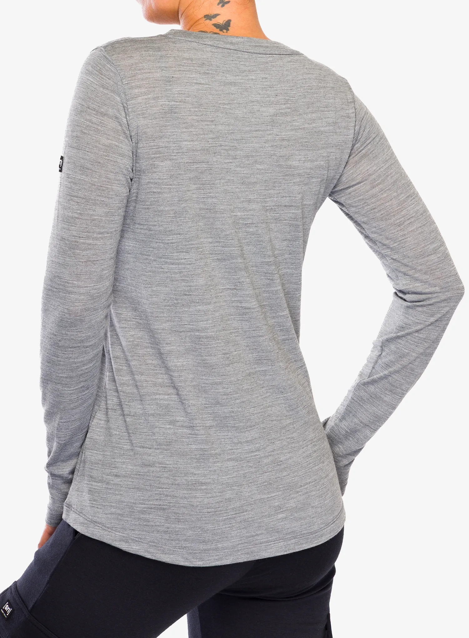 Кофта жіноча без каптура Super.natural Alpes LS - cash.grey mel/dark.d.mel/f.wht
