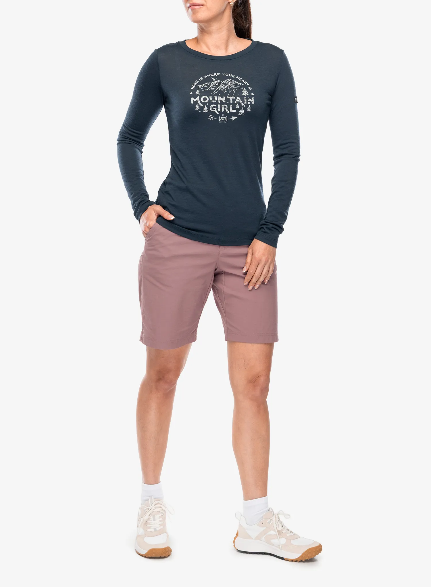 Кофта жіноча без каптура Super.natural Mountain Girl LS - blueberry/white stone