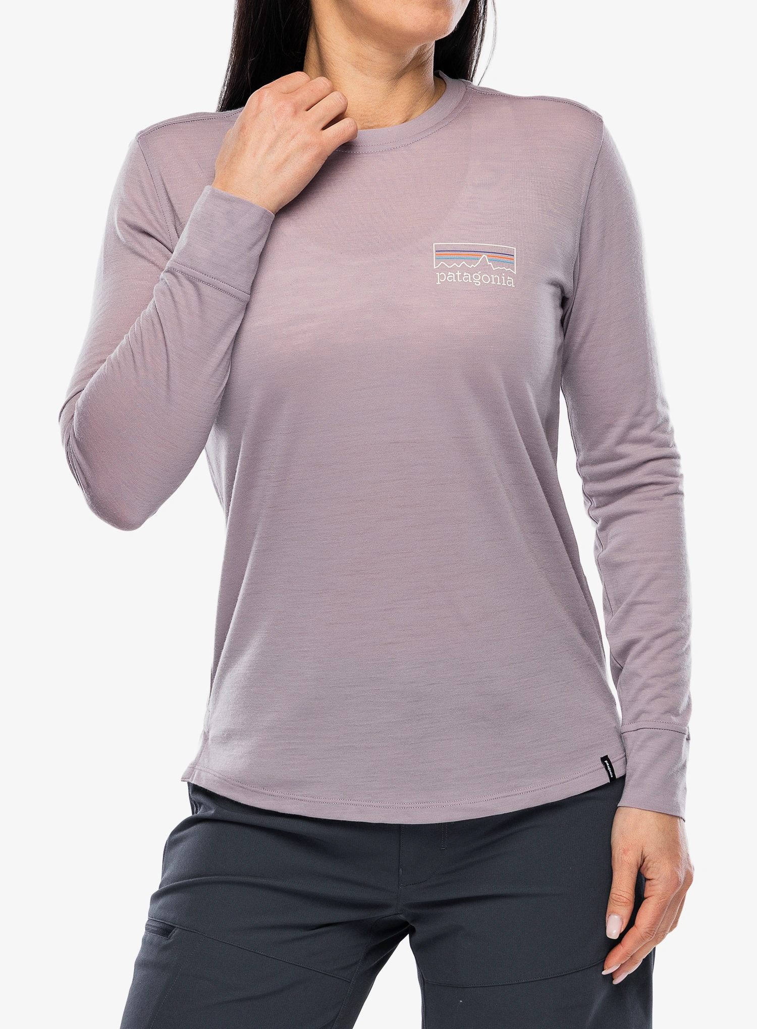 Кофта жіноча Patagonia L/S Cap Cool Merino Graphic - fitz roy strata/quiet violet