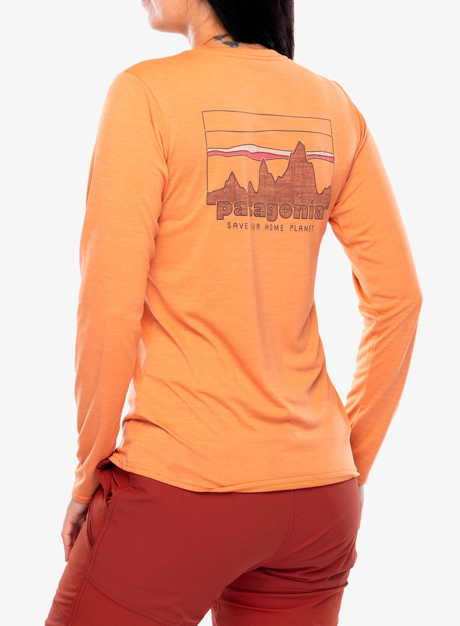 Кофта жіноча Patagonia L/S Capilene Cool Daily Graphic Shirt - 73 skyline/rock melon
