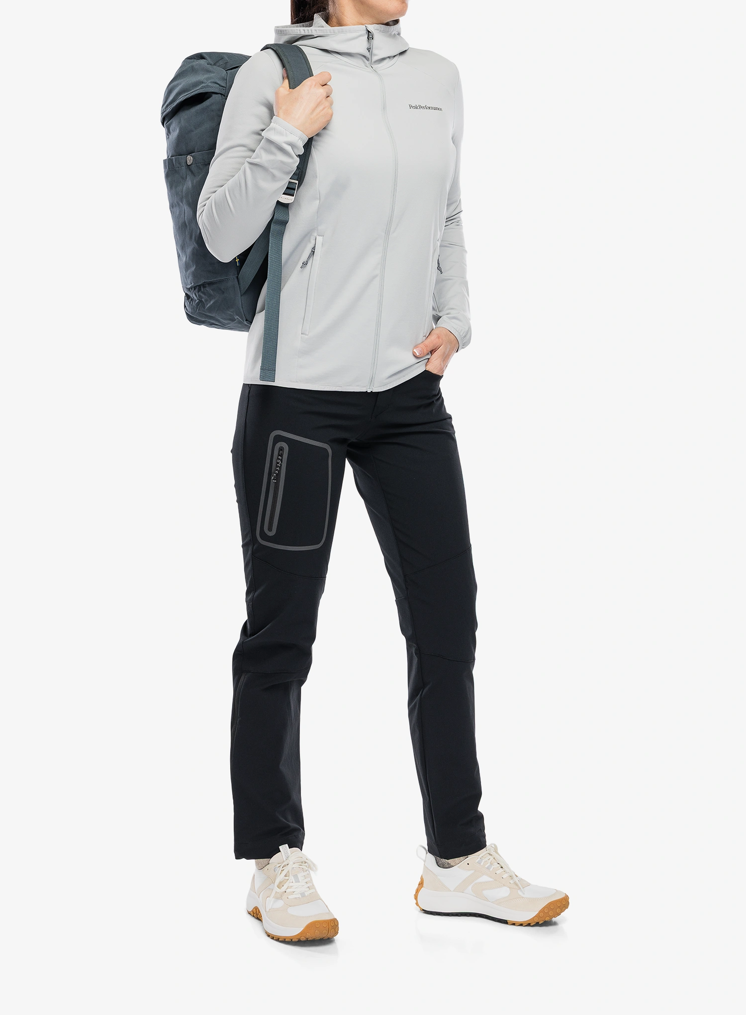 Кофта жіноча з каптуром Peak Performance Light Zip Hood - summit smoke